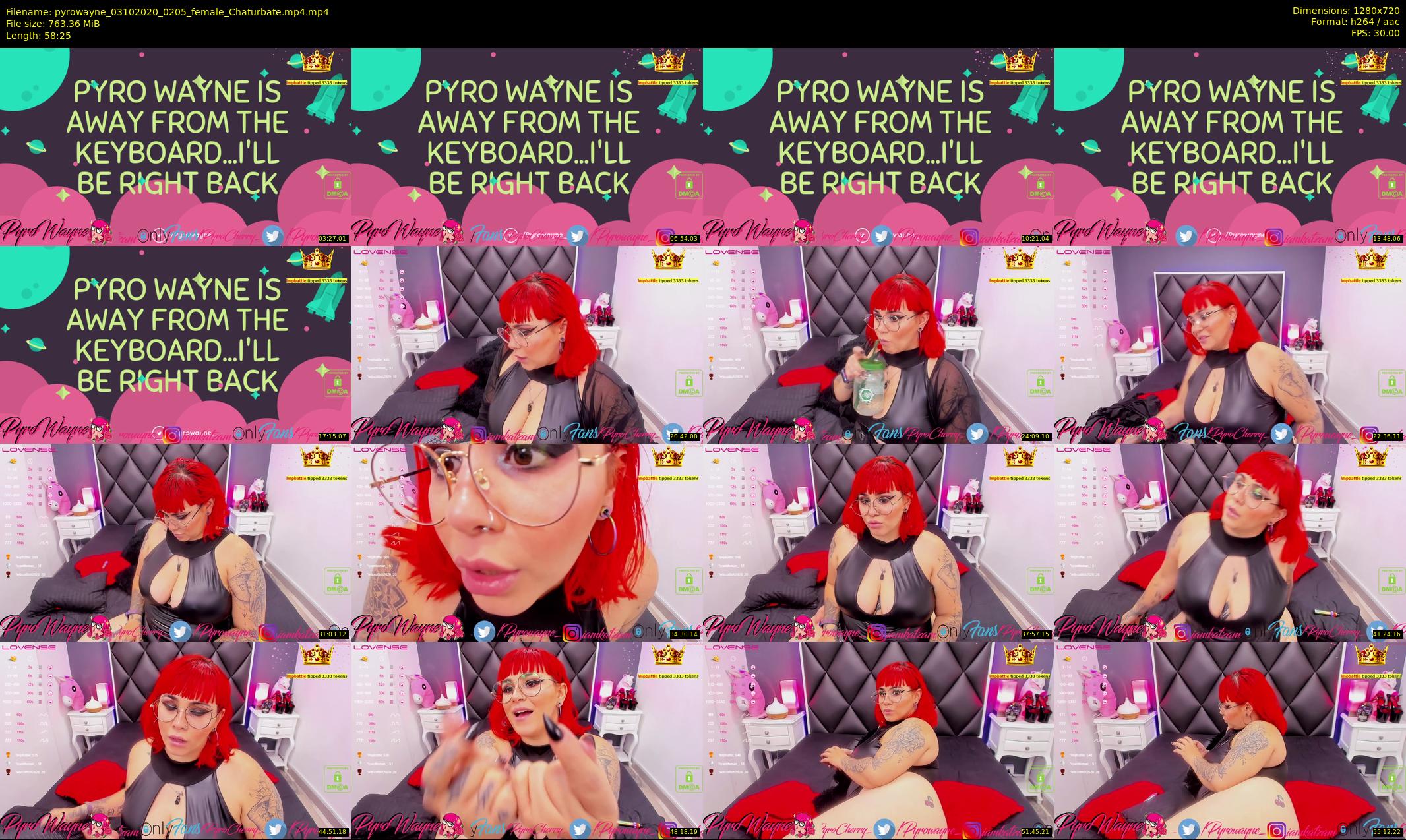 pyrowayne — 59 minute Chaturbate female cam show recording, 720p, Oct 3, 2020