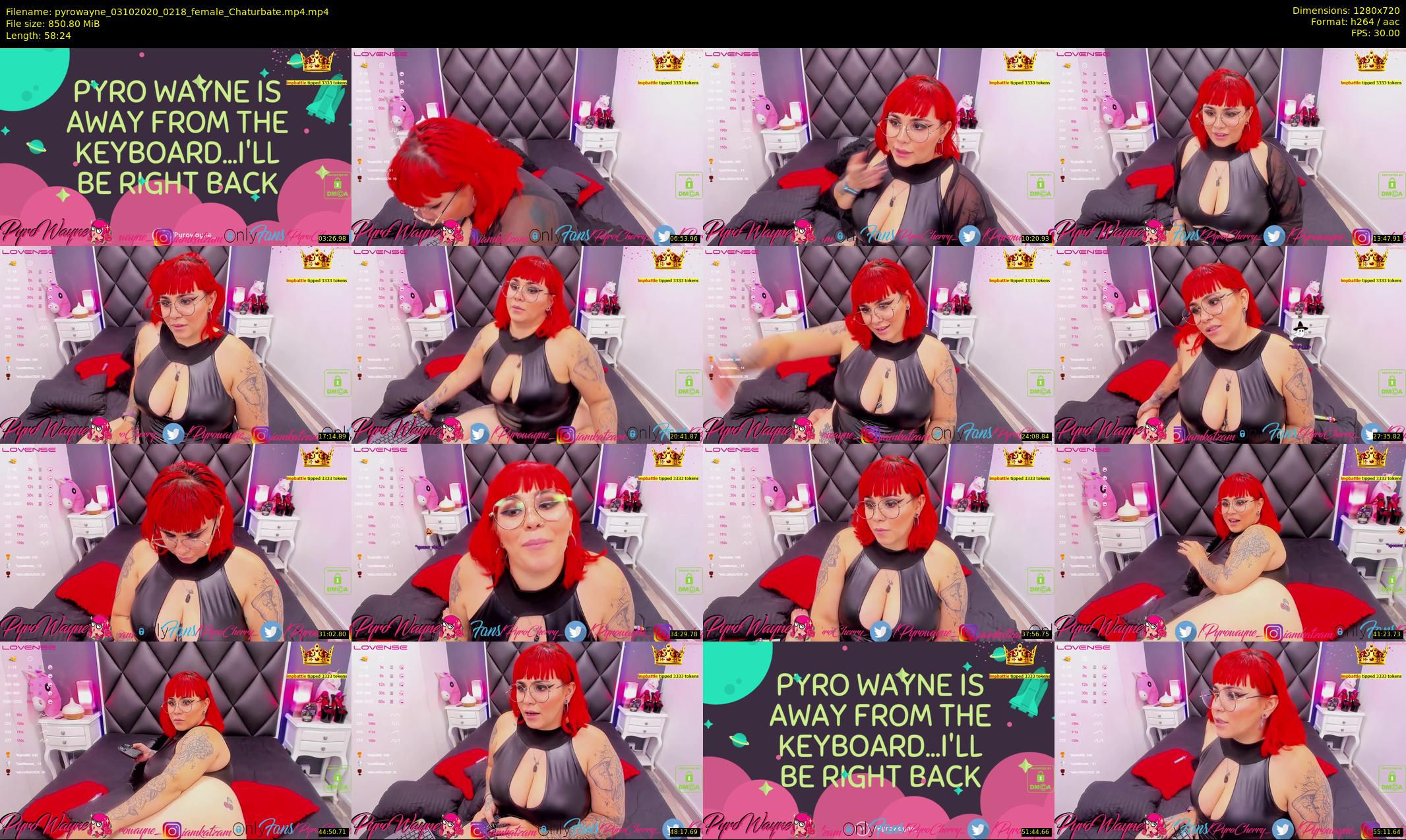 pyrowayne — 59 minute Chaturbate female cam show recording, 720p, Oct 3, 2020