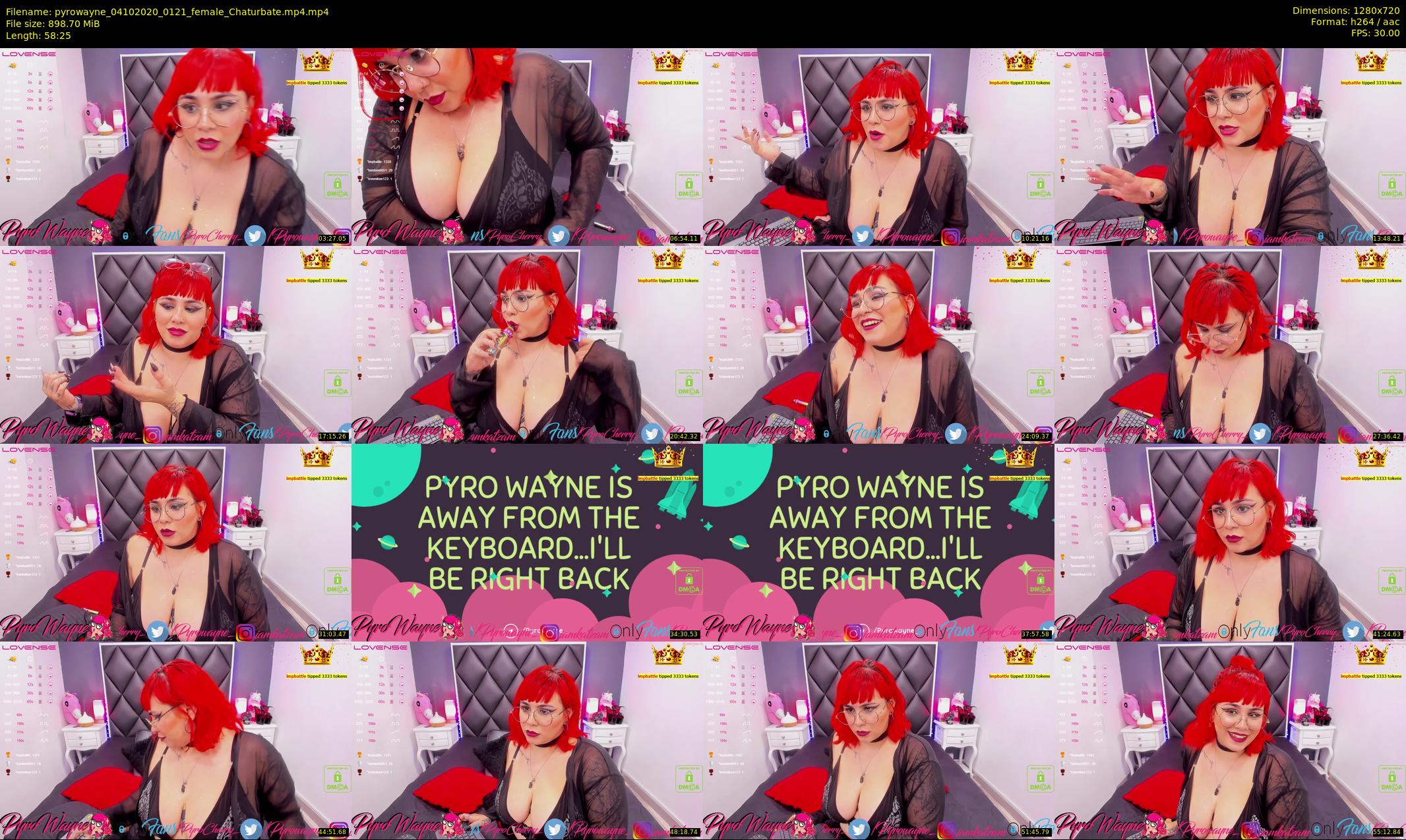 pyrowayne — 59 minute Chaturbate female cam show recording, 720p, Oct 4, 2020