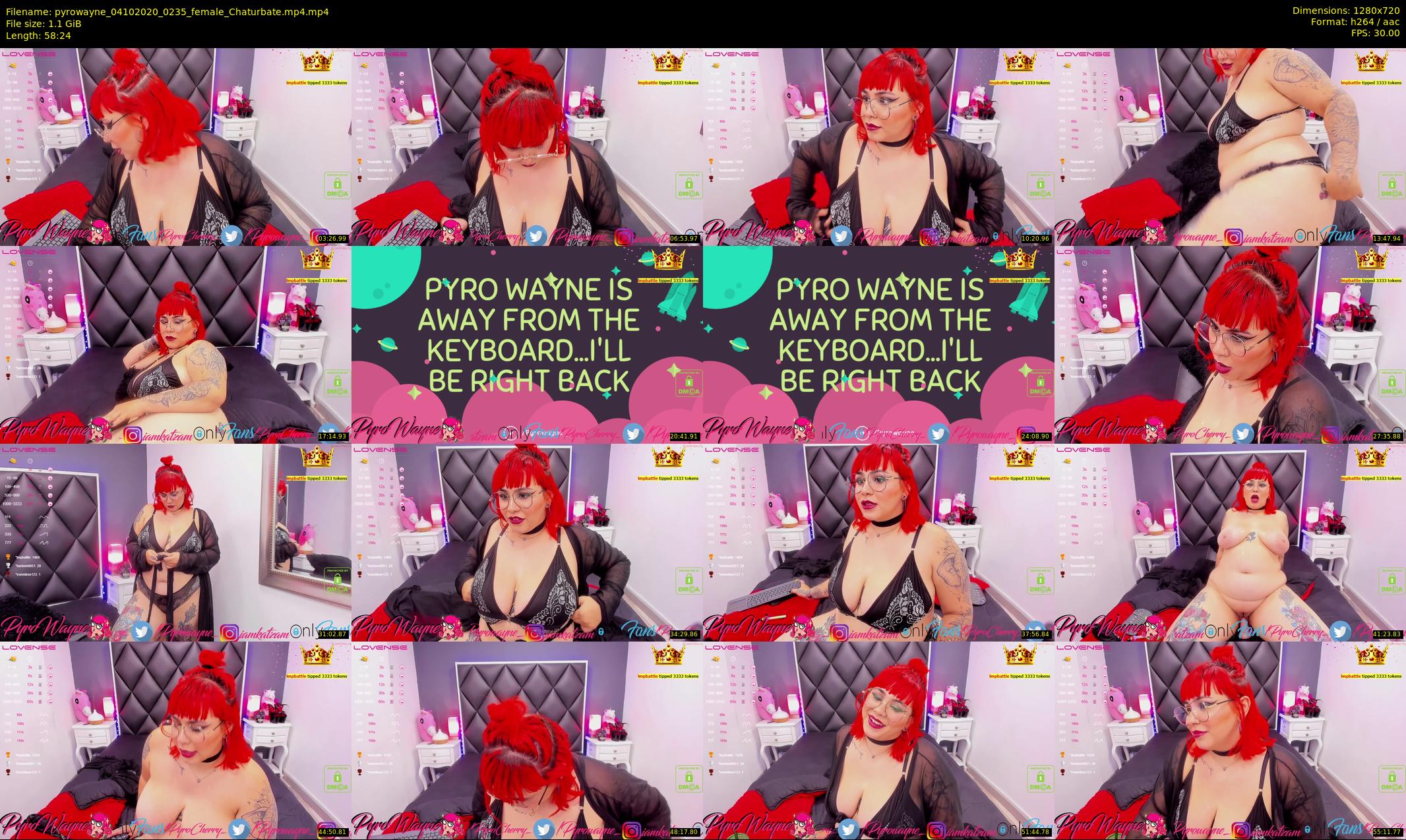 pyrowayne — 59 minute Chaturbate female cam show recording, 720p, Oct 4, 2020