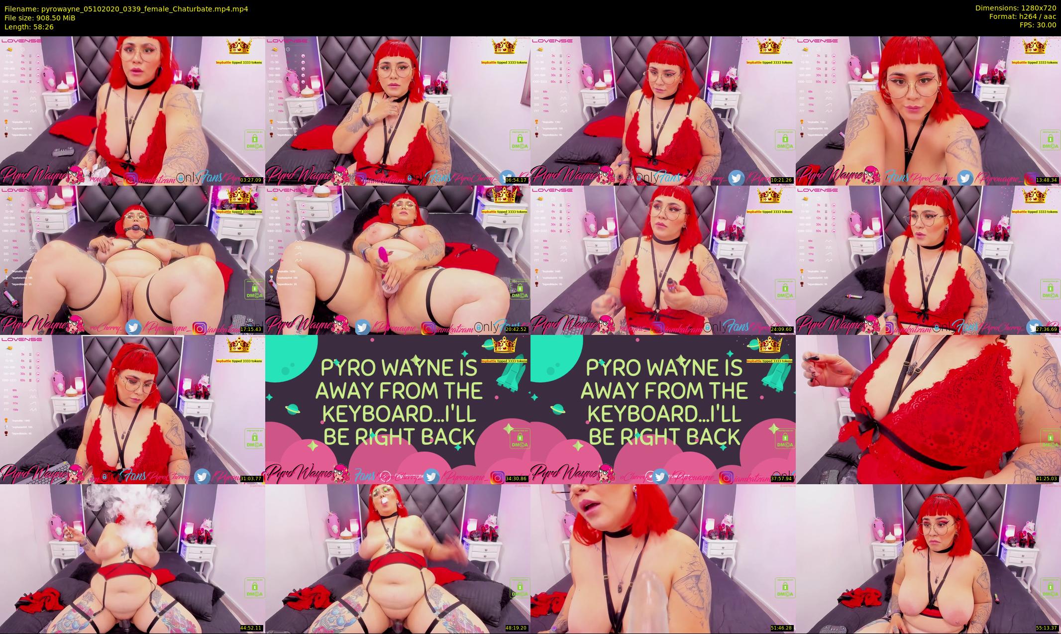 pyrowayne — 59 minute Chaturbate female cam show recording, 720p, Oct 5, 2020