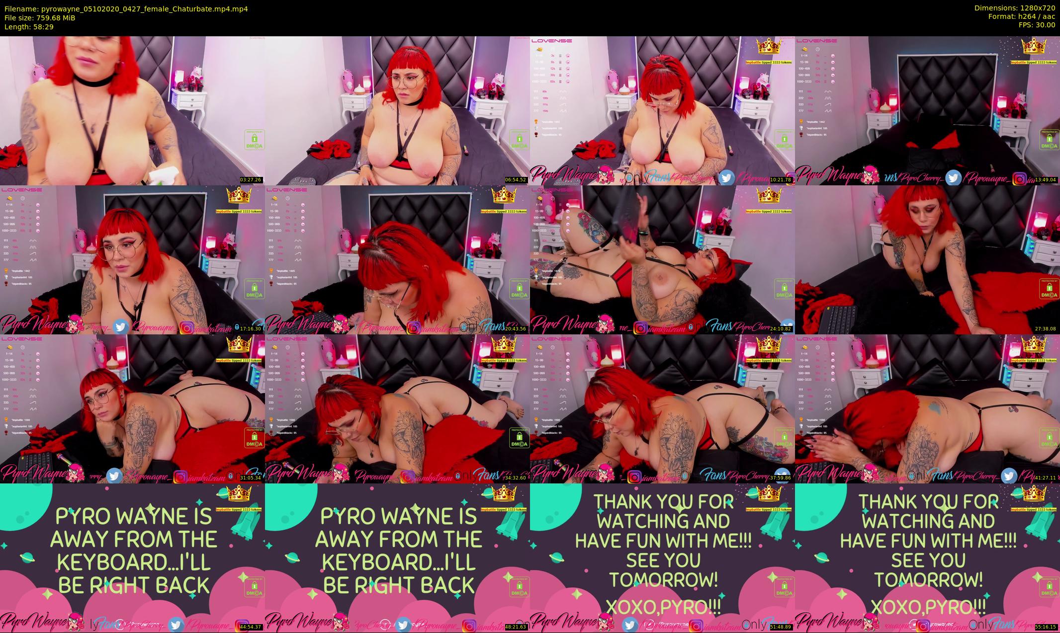 pyrowayne — 59 minute Chaturbate female cam show recording, 720p, Oct 5, 2020