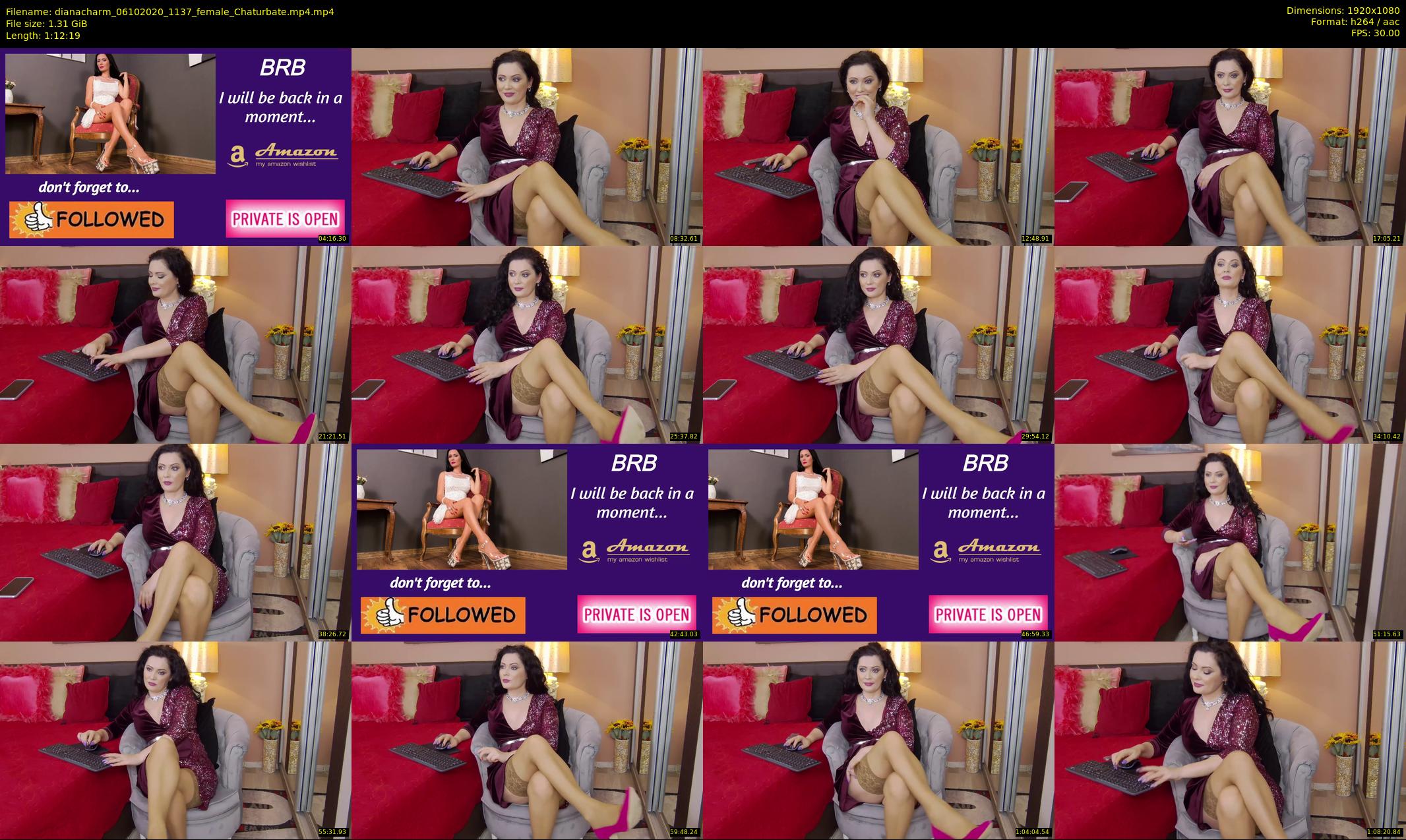 dianacharm — 73 minute Chaturbate female cam show recording, 1080p, Oct 6, 2020