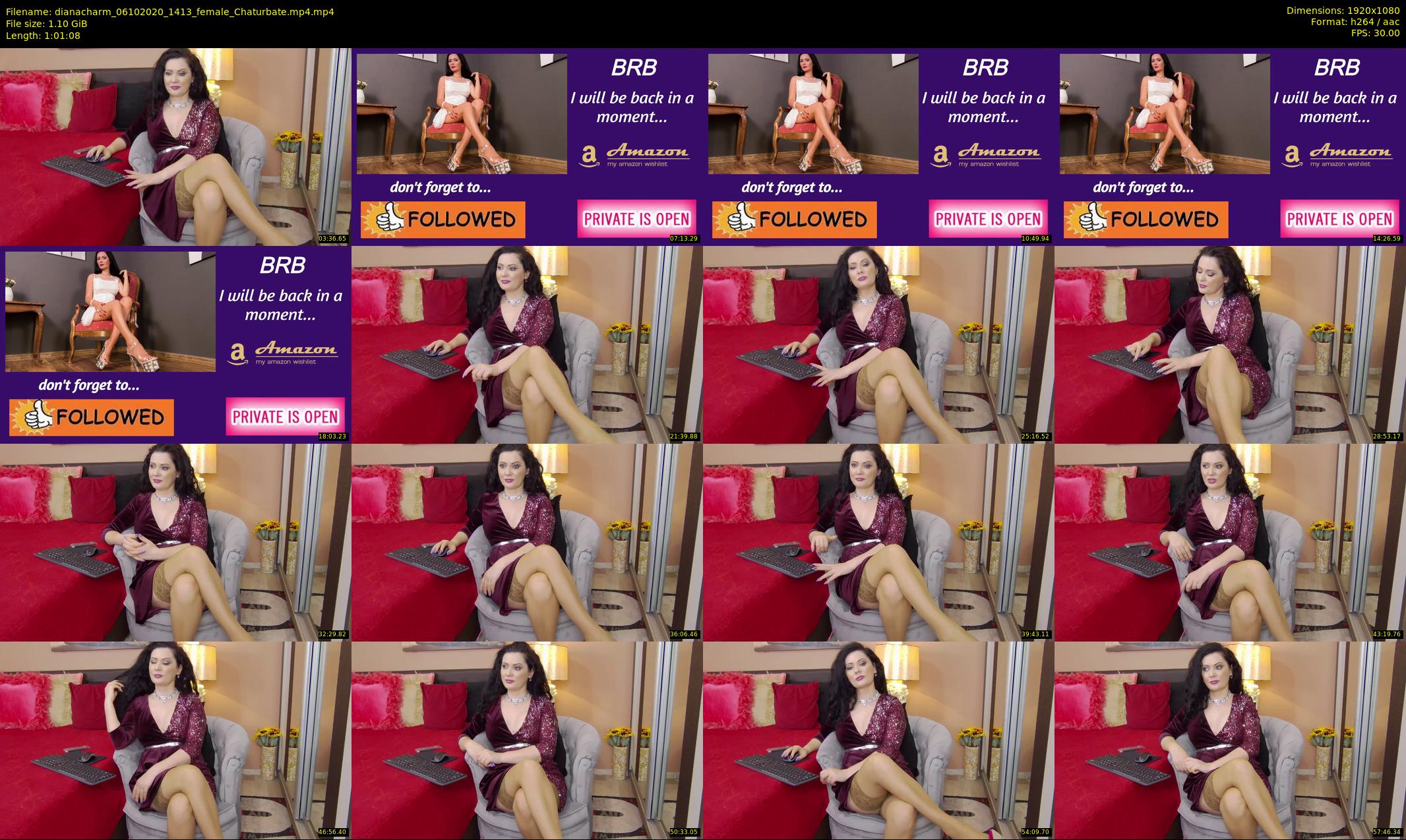 dianacharm — 62 minute Chaturbate female cam show recording, 1080p, Oct 6, 2020