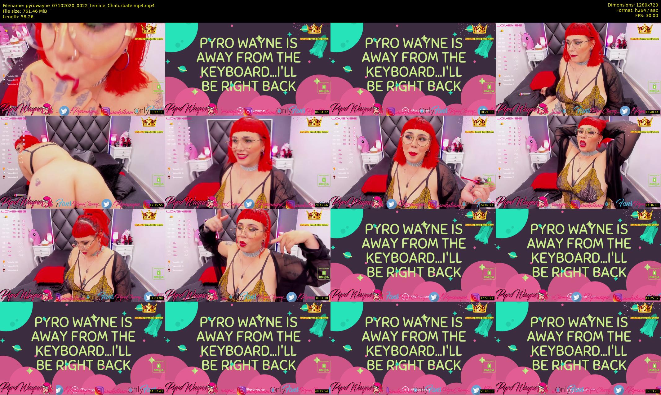 pyrowayne — 59 minute Chaturbate female cam show recording, 720p, Oct 7, 2020