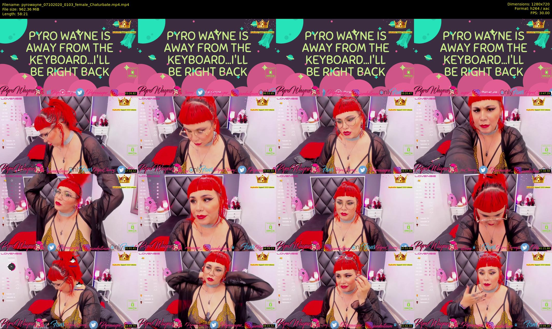pyrowayne — 59 minute Chaturbate female cam show recording, 720p, Oct 7, 2020