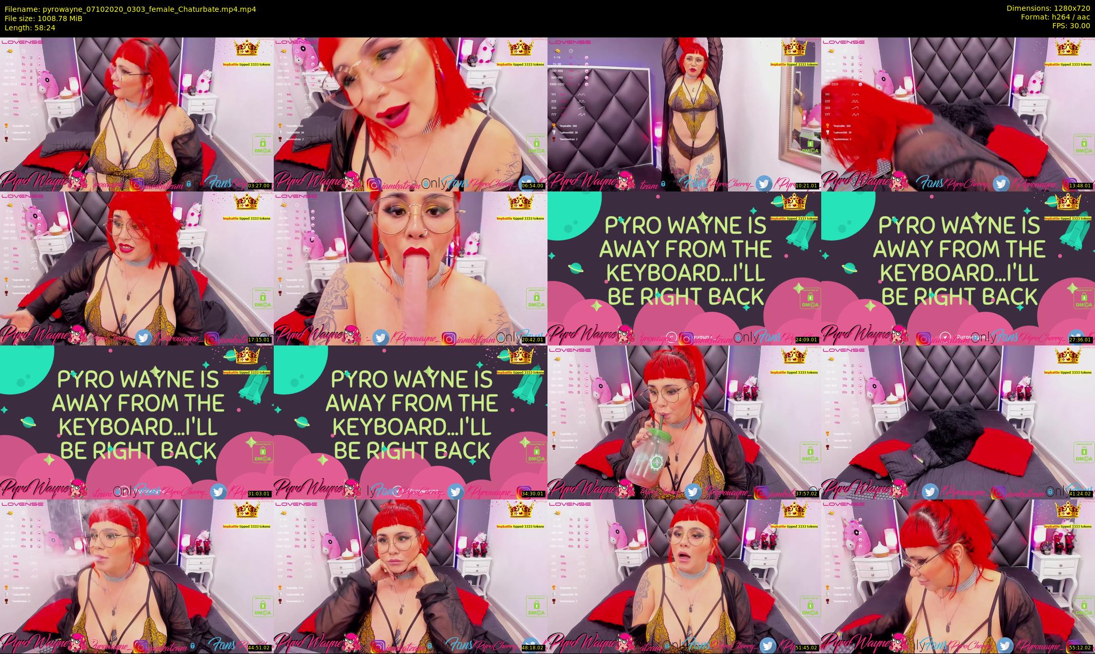 pyrowayne — 59 minute Chaturbate female cam show recording, 720p, Oct 7, 2020