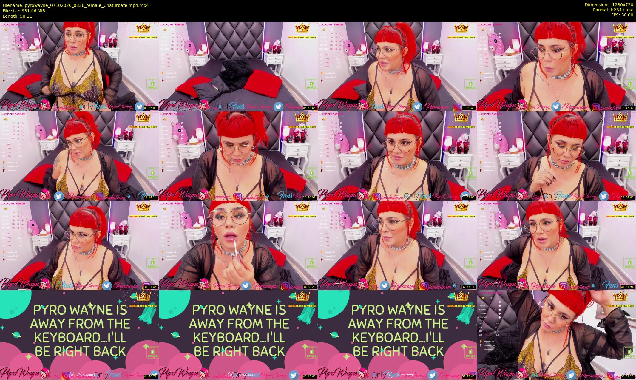 pyrowayne — 59 minute Chaturbate female cam show recording, 720p, Oct 7, 2020