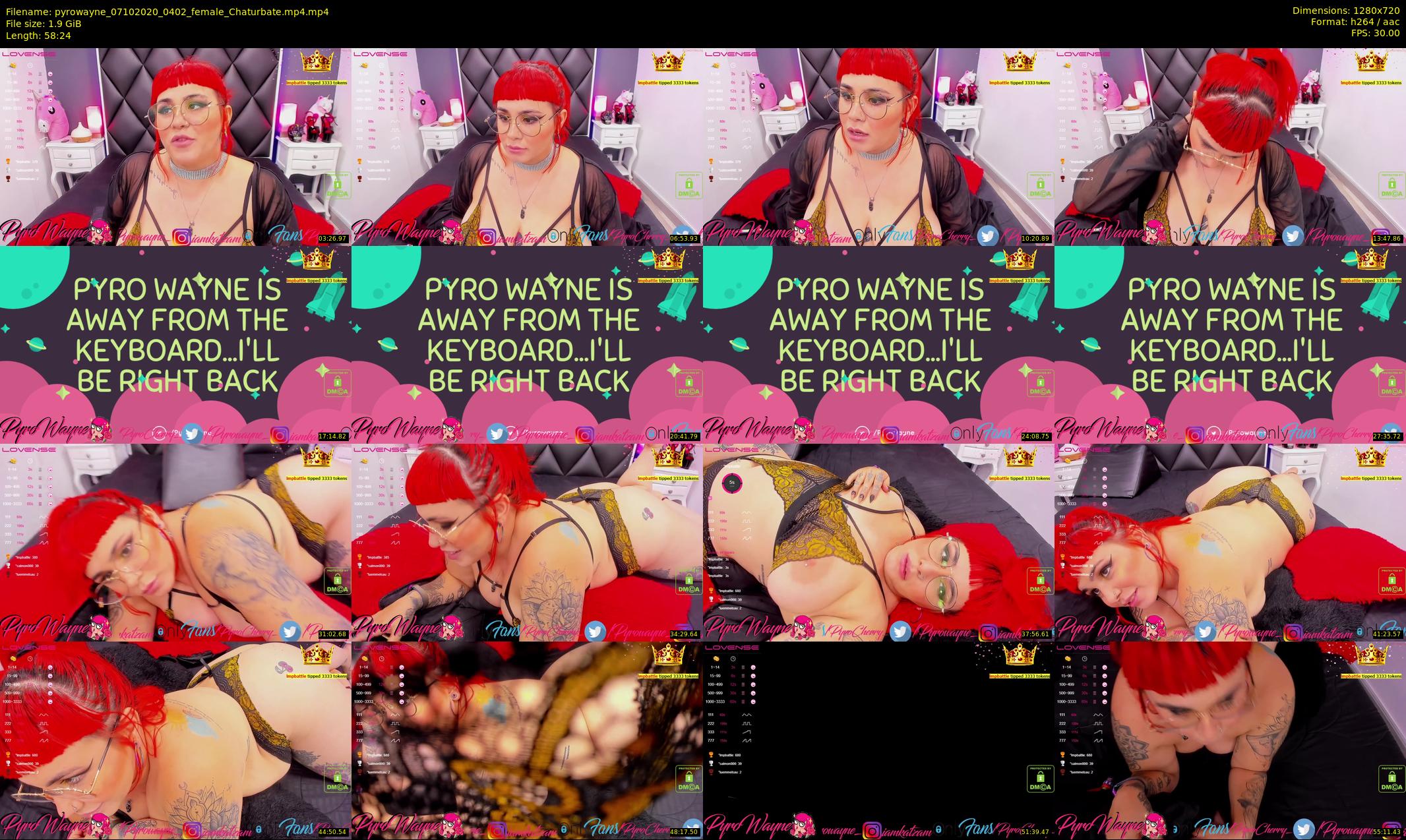 pyrowayne — 59 minute Chaturbate female cam show recording, 720p, Oct 7, 2020