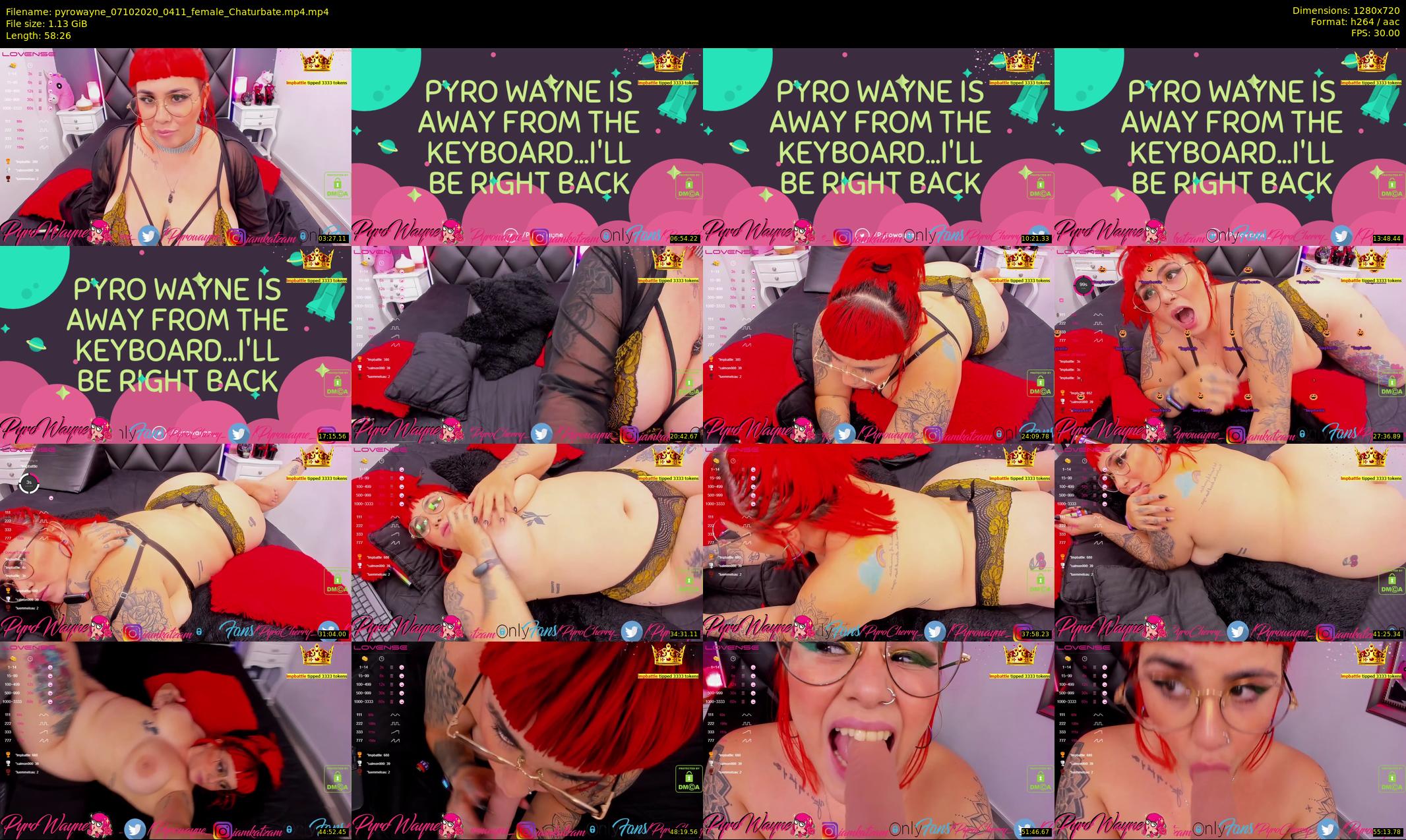 pyrowayne — 59 minute Chaturbate female cam show recording, 720p, Oct 7, 2020