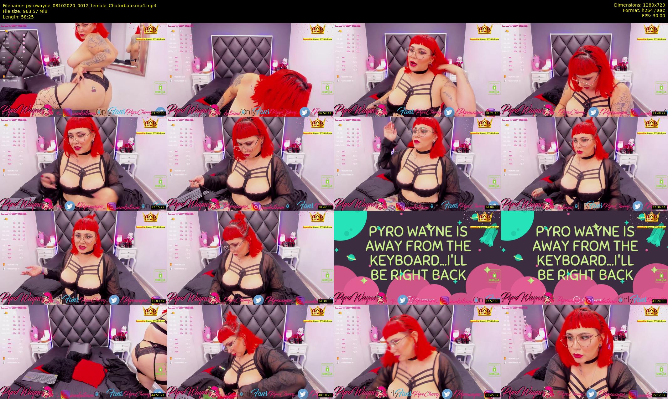 pyrowayne — 59 minute Chaturbate female cam show recording, 720p, Oct 8, 2020