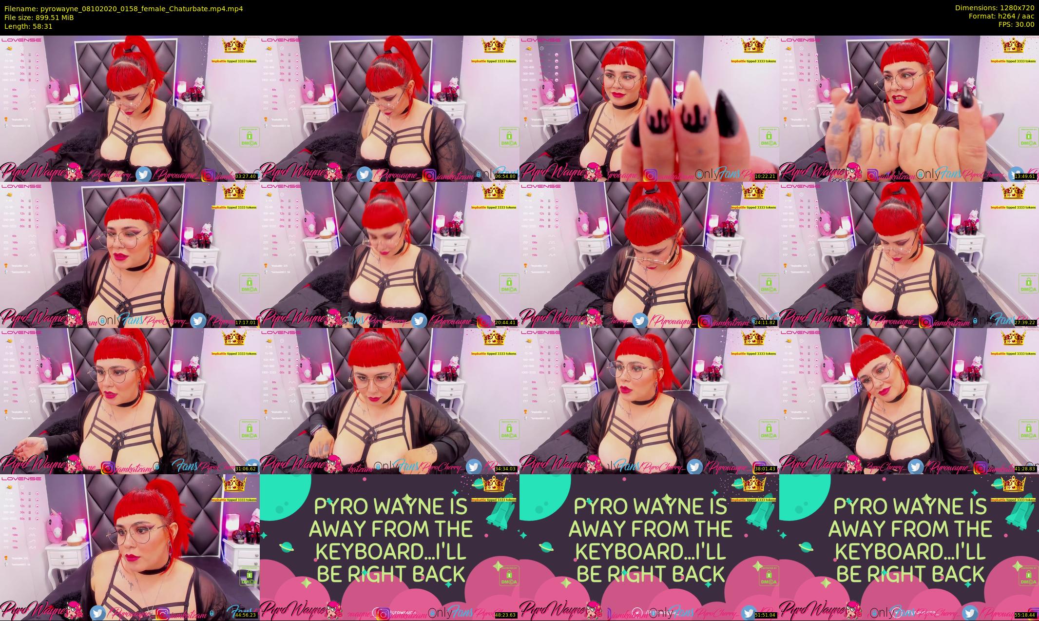 pyrowayne — 59 minute Chaturbate female cam show recording, 720p, Oct 8, 2020