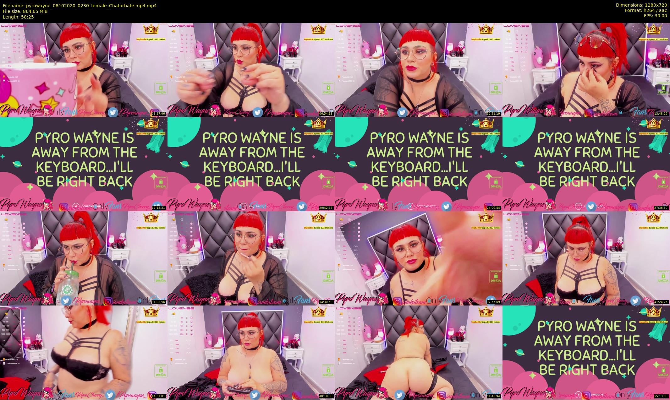pyrowayne — 59 minute Chaturbate female cam show recording, 720p, Oct 8, 2020