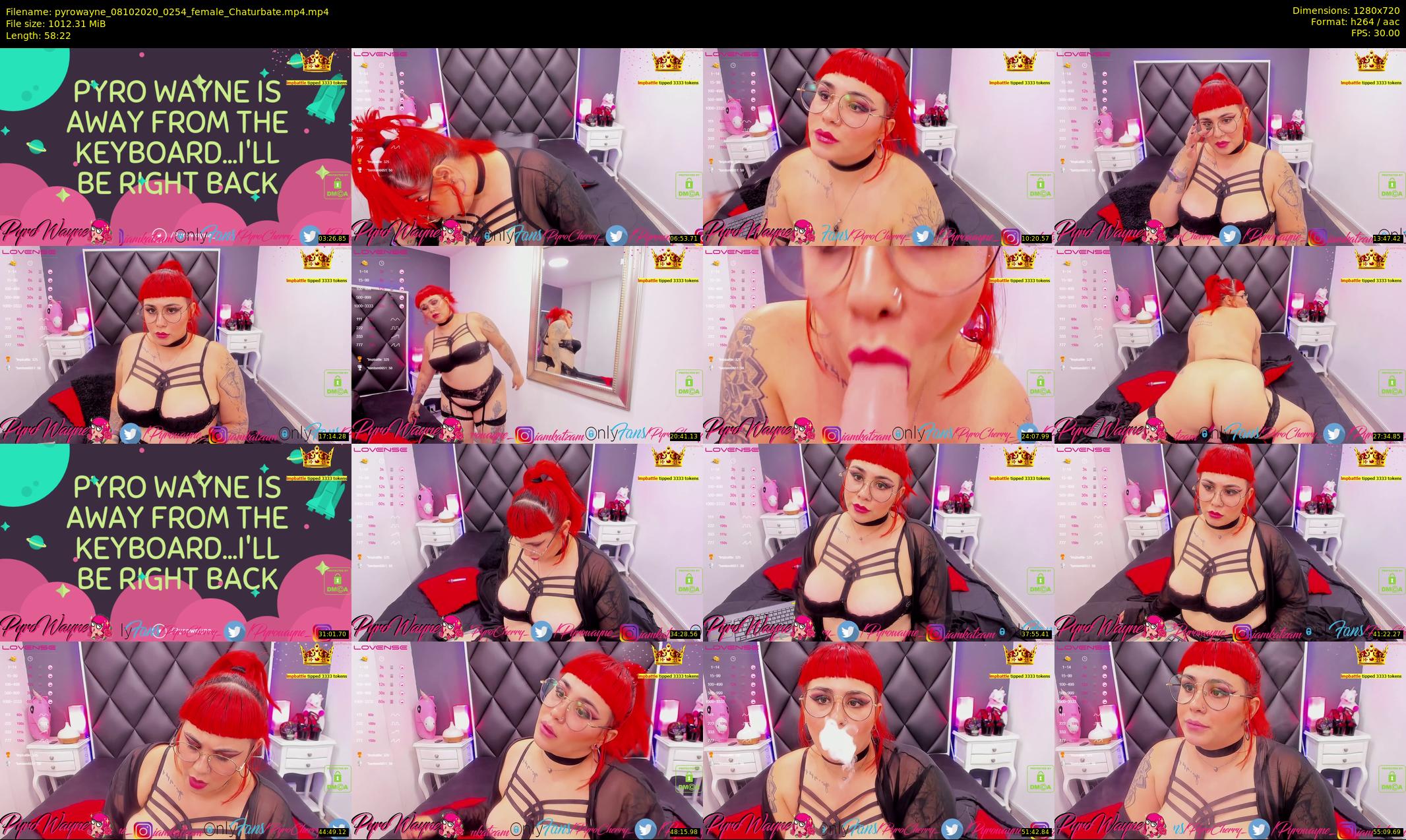 pyrowayne — 59 minute Chaturbate female cam show recording, 720p, Oct 8, 2020