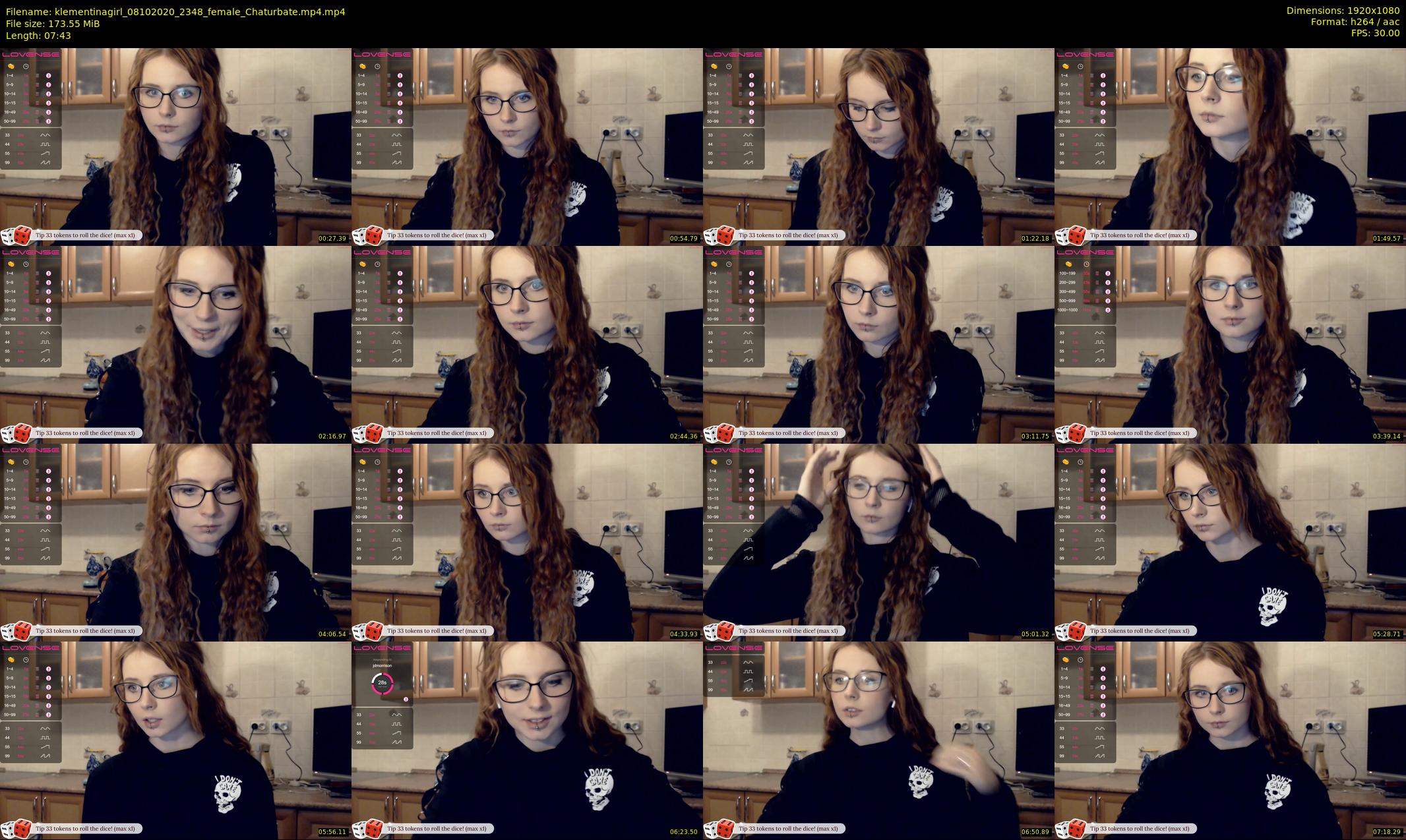 klementinagirl — 8 minute Chaturbate female cam show recording, 1080p, Oct 8, 2020