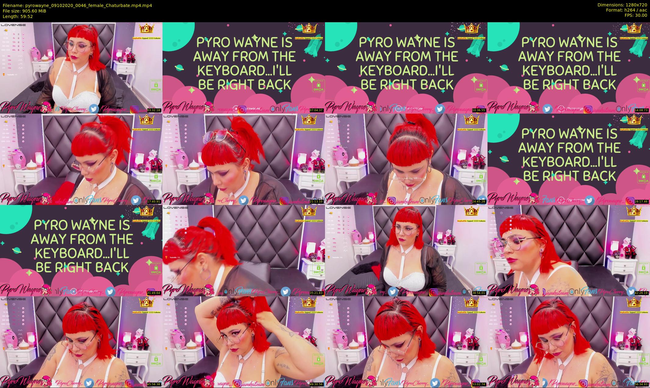 pyrowayne — 60 minute Chaturbate female cam show recording, 720p, Oct 9, 2020