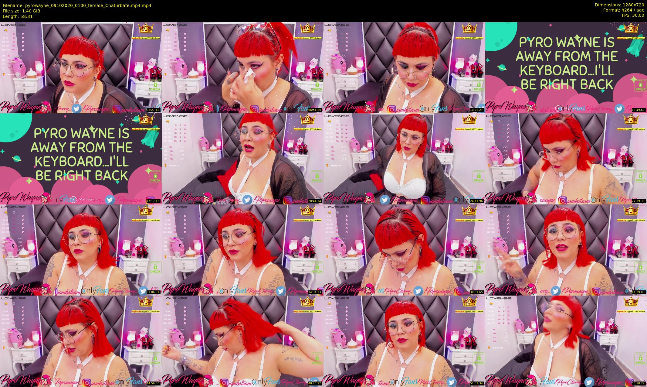 pyrowayne — 59 minute Chaturbate female cam show recording, 720p, Oct 9, 2020