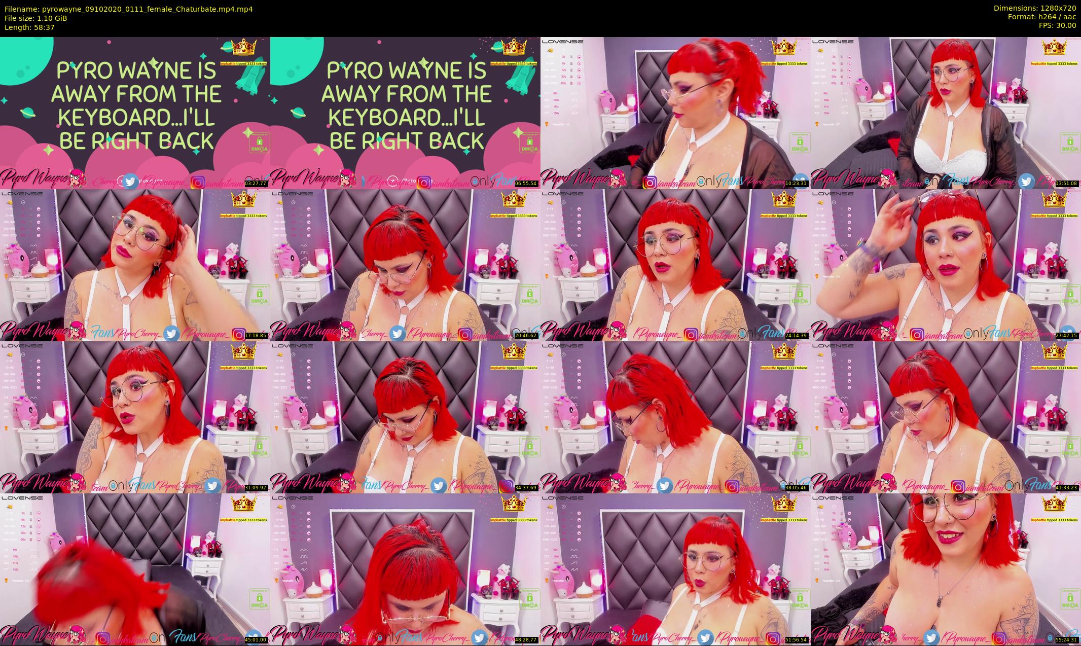 pyrowayne — 59 minute Chaturbate female cam show recording, 720p, Oct 9, 2020