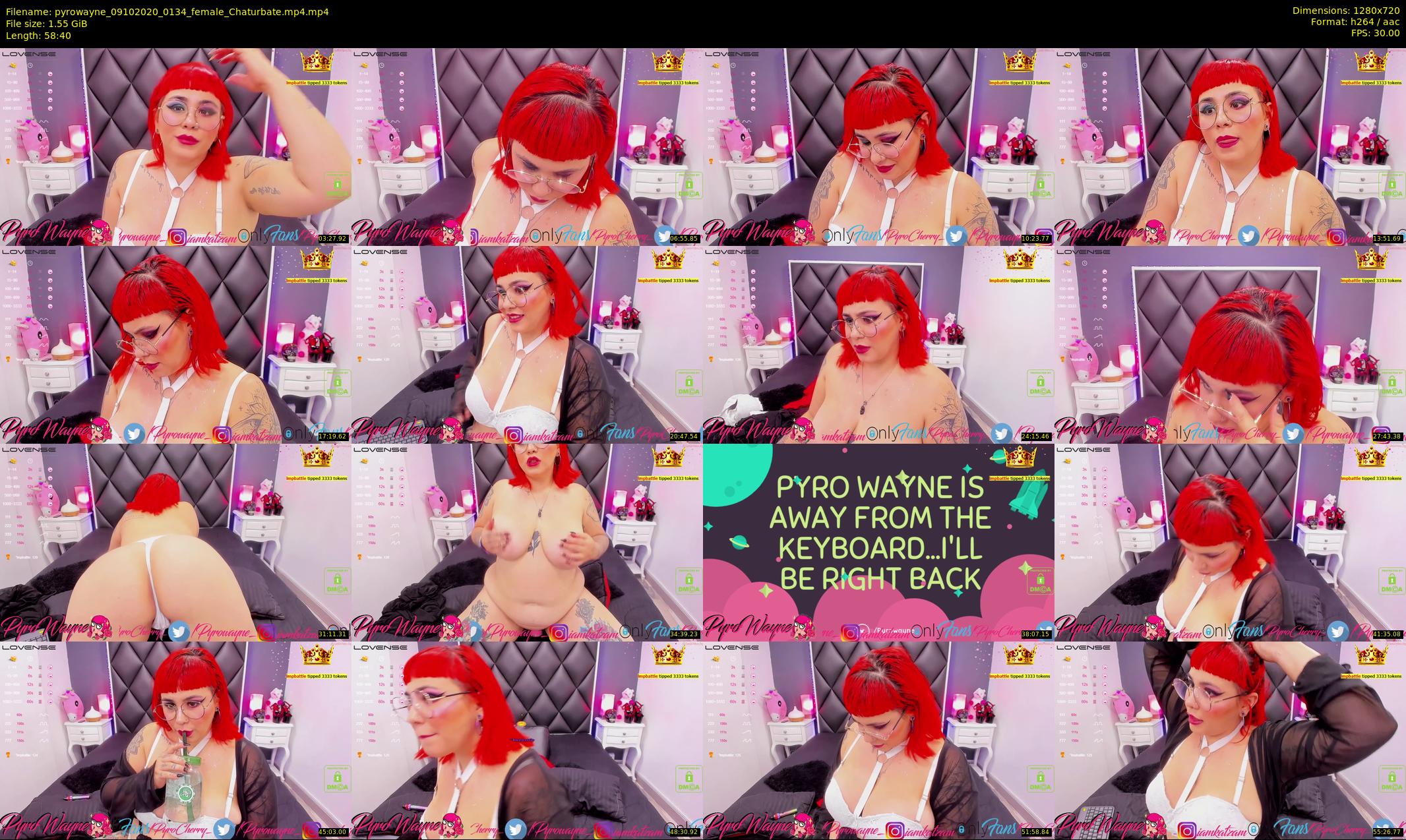 pyrowayne — 59 minute Chaturbate female cam show recording, 720p, Oct 9, 2020