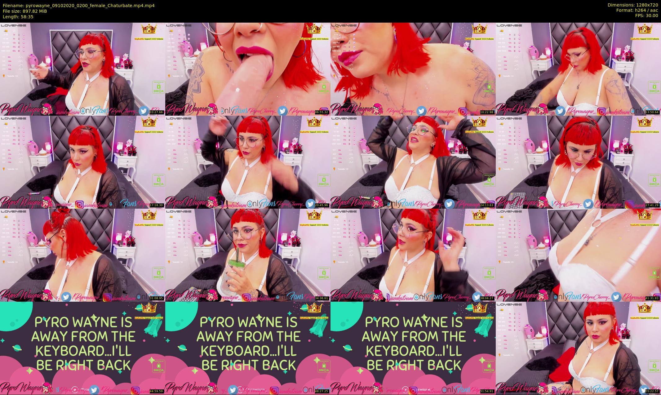 pyrowayne — 59 minute Chaturbate female cam show recording, 720p, Oct 9, 2020