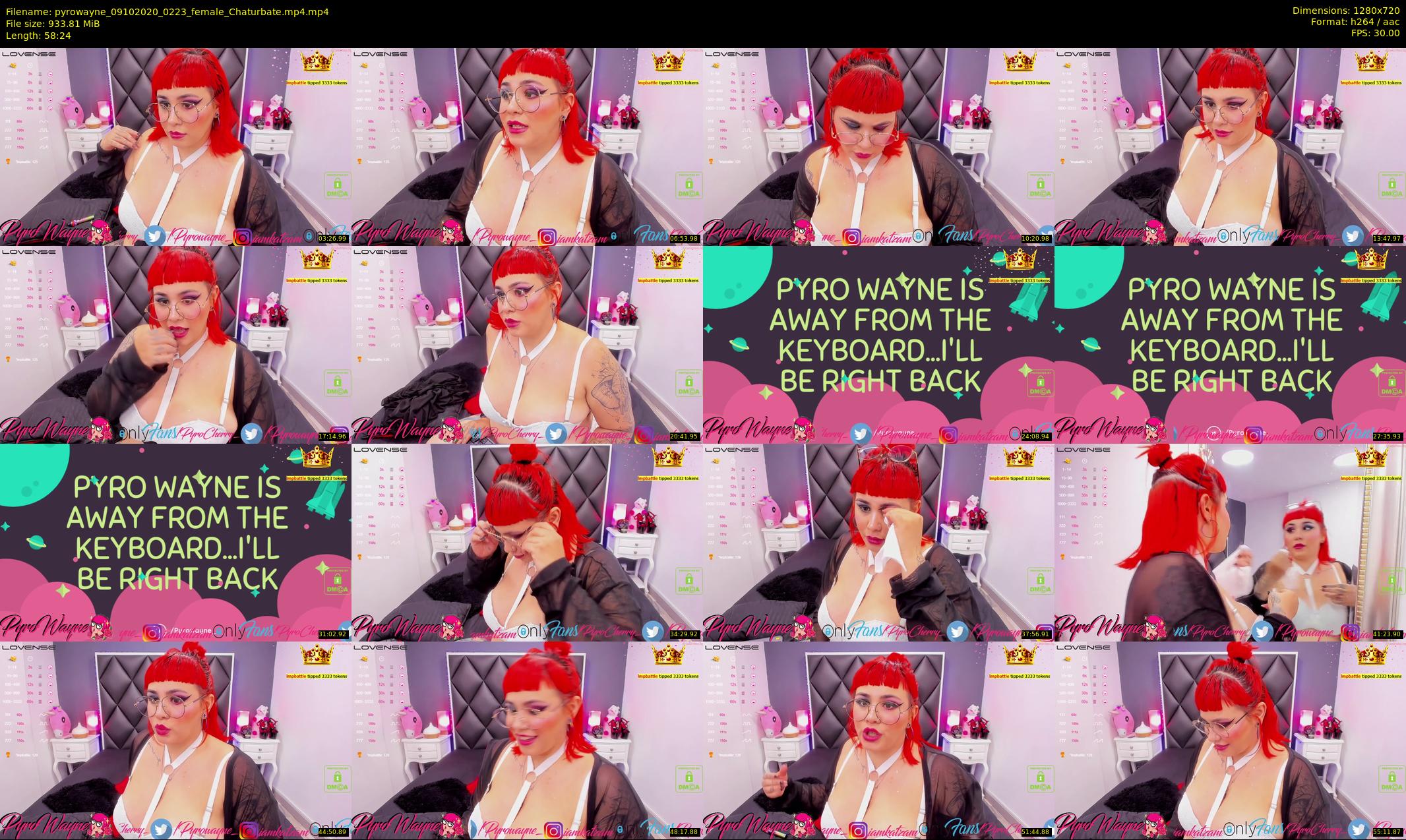 pyrowayne — 59 minute Chaturbate female cam show recording, 720p, Oct 9, 2020