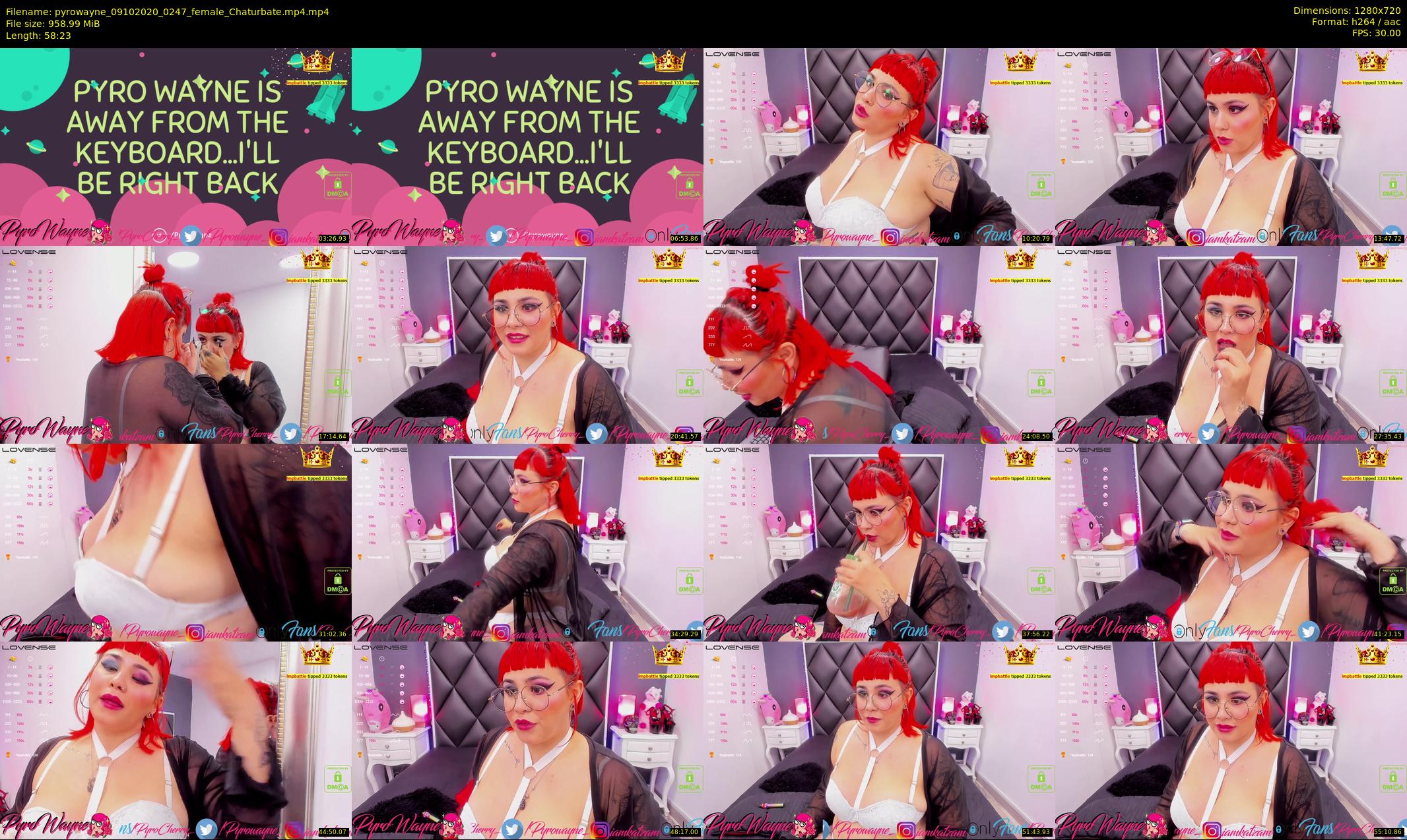 pyrowayne — 59 minute Chaturbate female cam show recording, 720p, Oct 9, 2020