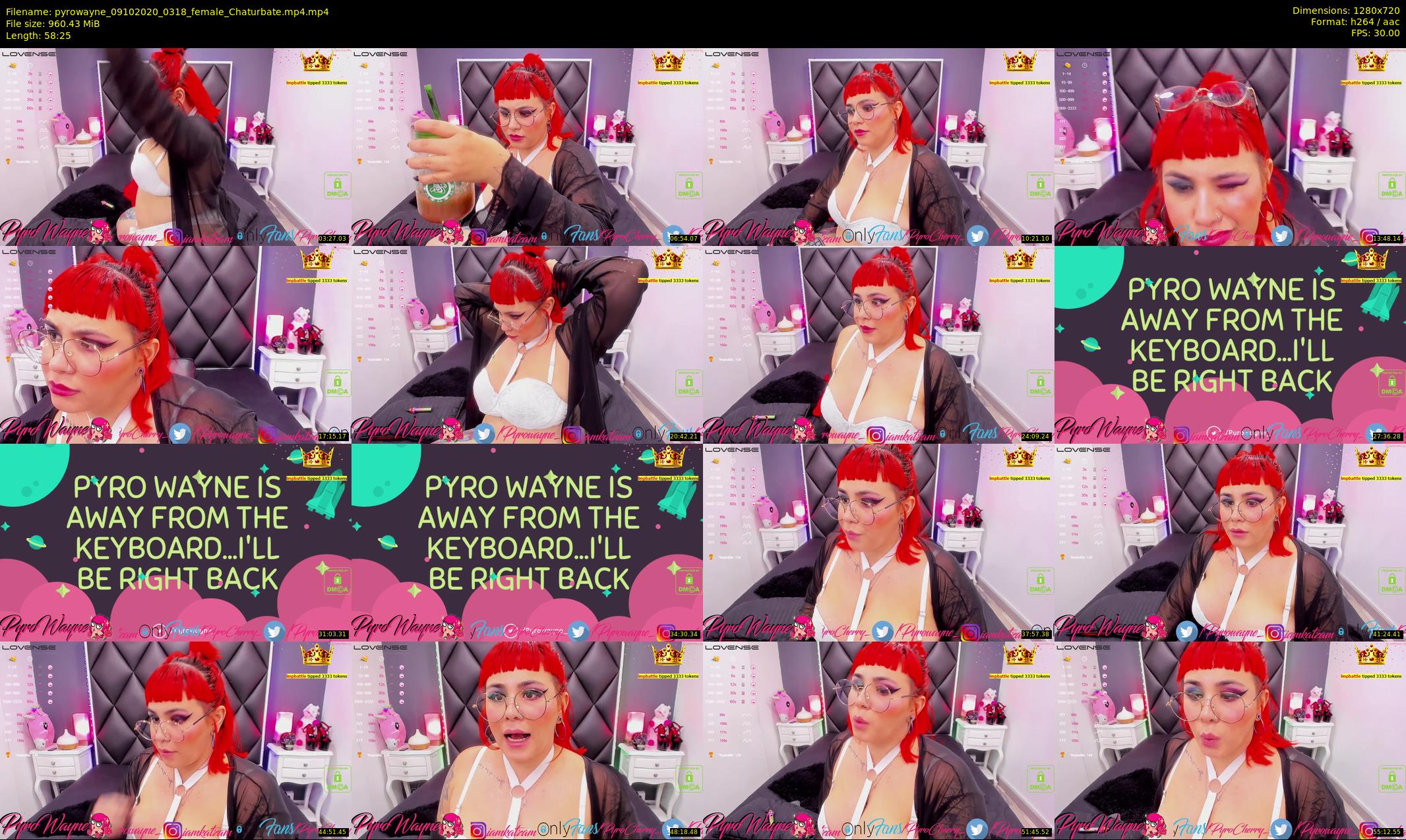 pyrowayne — 59 minute Chaturbate female cam show recording, 720p, Oct 9, 2020