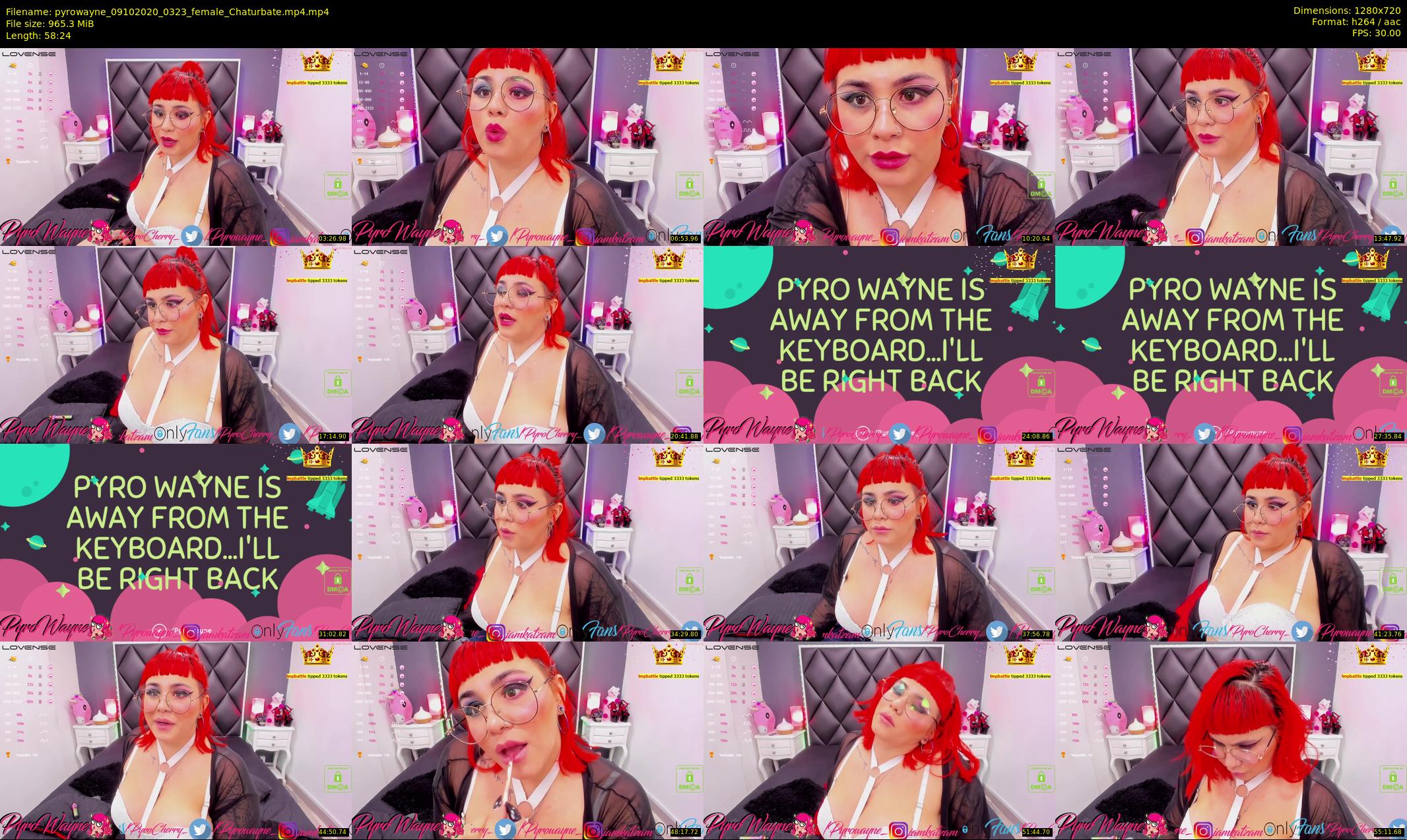 pyrowayne — 59 minute Chaturbate female cam show recording, 720p, Oct 9, 2020