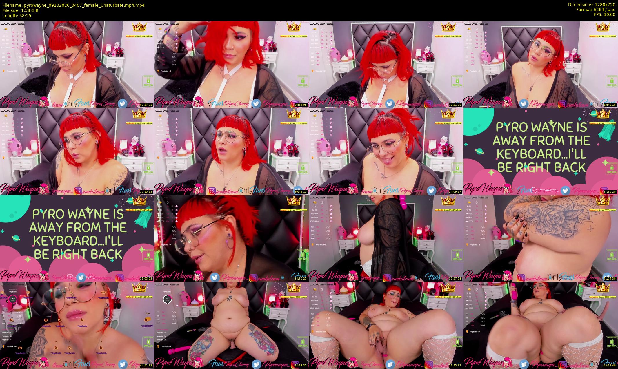 pyrowayne — 59 minute Chaturbate female cam show recording, 720p, Oct 9, 2020