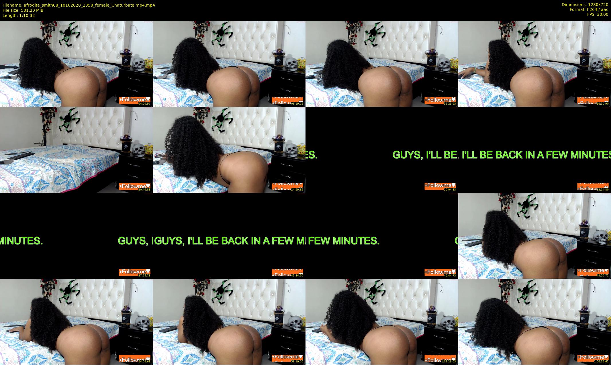 afrodita_smith08 — 71 minute Chaturbate female cam show recording, 720p, Oct 10, 2020