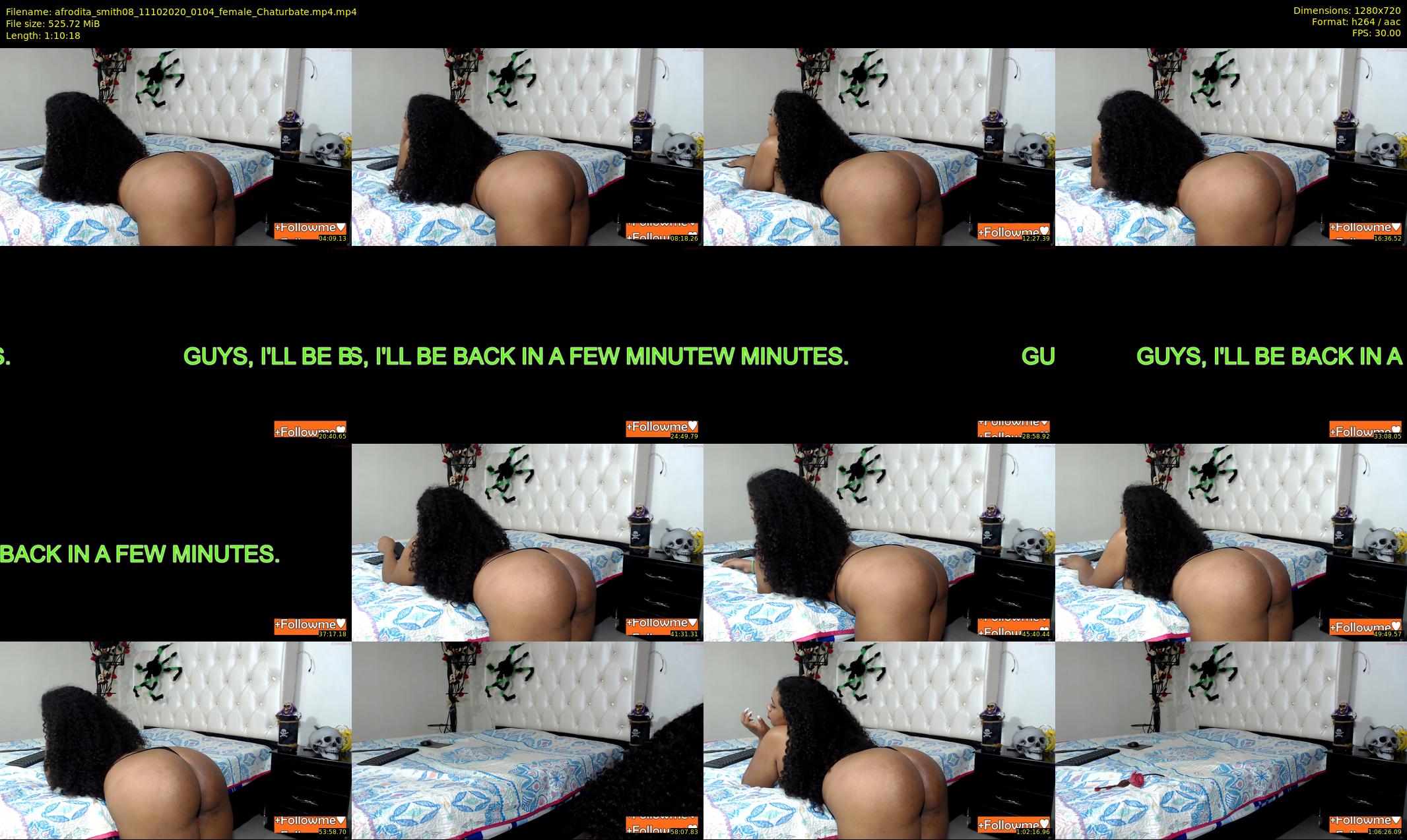 afrodita_smith08 — 71 minute Chaturbate female cam show recording, 720p, Oct 11, 2020