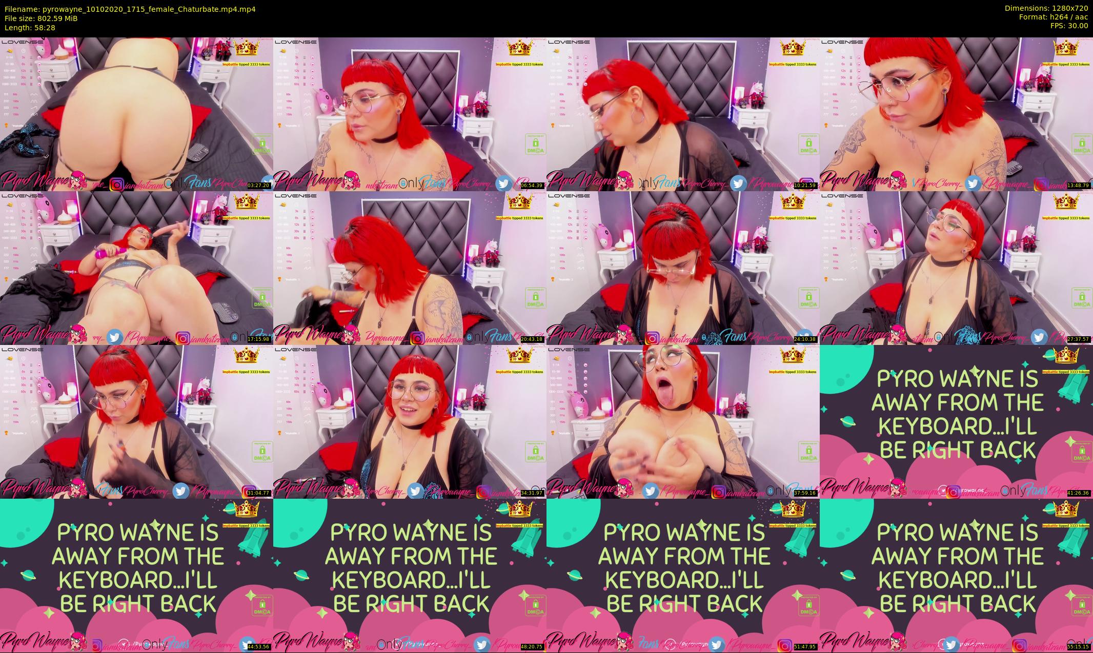 pyrowayne — 59 minute Chaturbate female cam show recording, 720p, Oct 10, 2020
