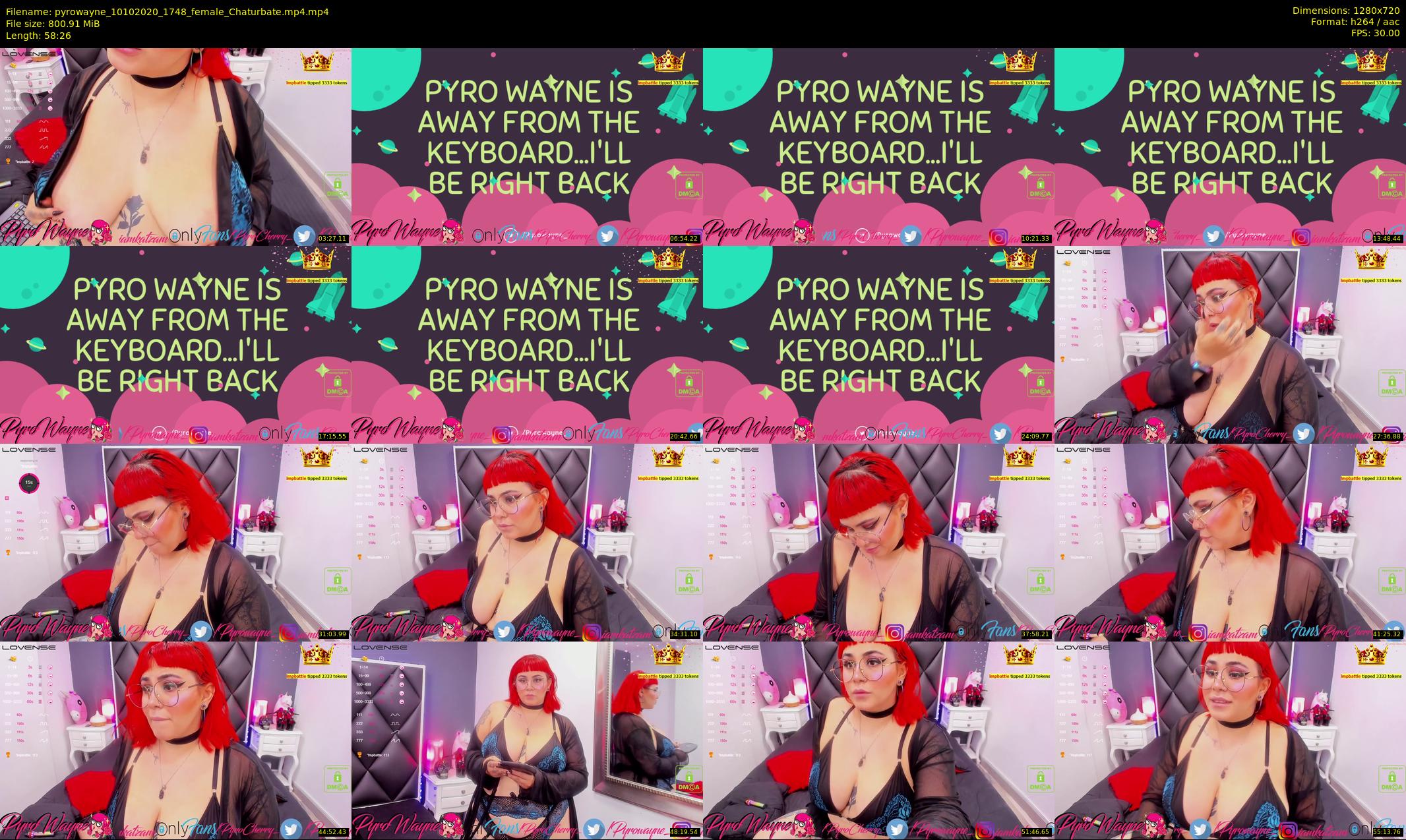 pyrowayne — 59 minute Chaturbate female cam show recording, 720p, Oct 10, 2020