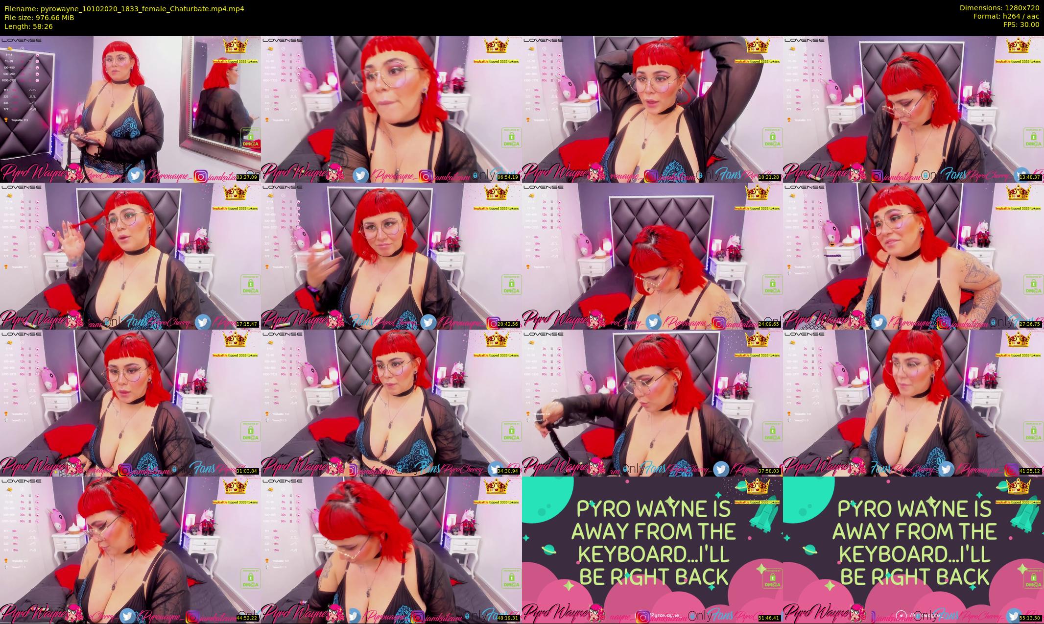 pyrowayne — 59 minute Chaturbate female cam show recording, 720p, Oct 10, 2020