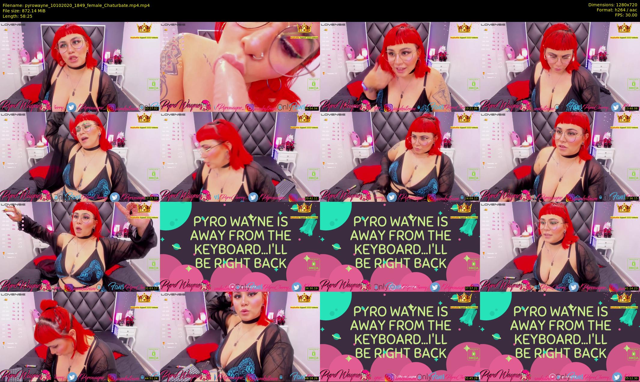 pyrowayne — 59 minute Chaturbate female cam show recording, 720p, Oct 10, 2020