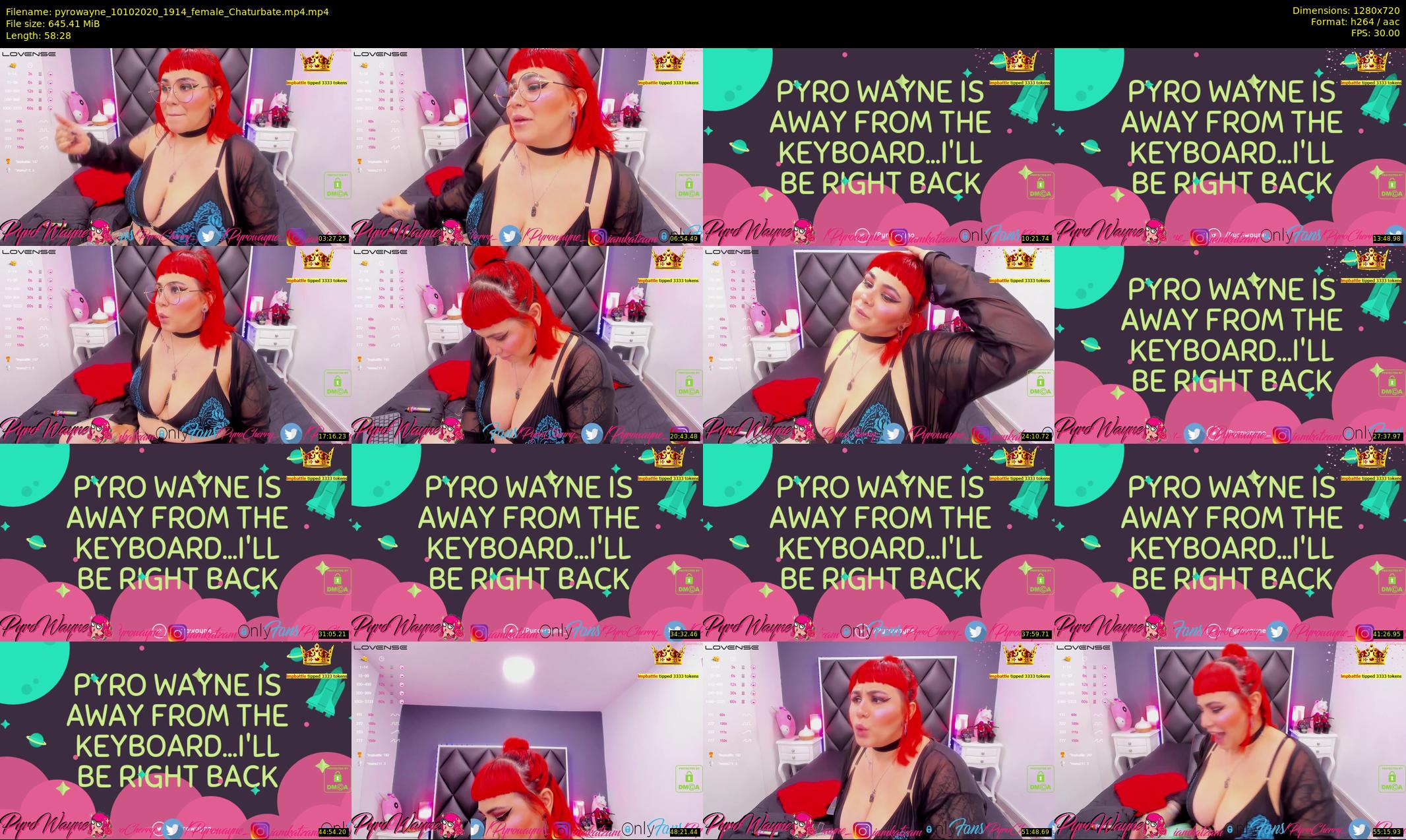 pyrowayne — 59 minute Chaturbate female cam show recording, 720p, Oct 10, 2020