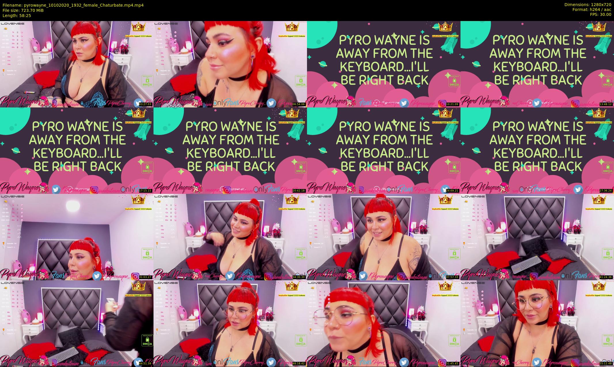 pyrowayne — 59 minute Chaturbate female cam show recording, 720p, Oct 10, 2020