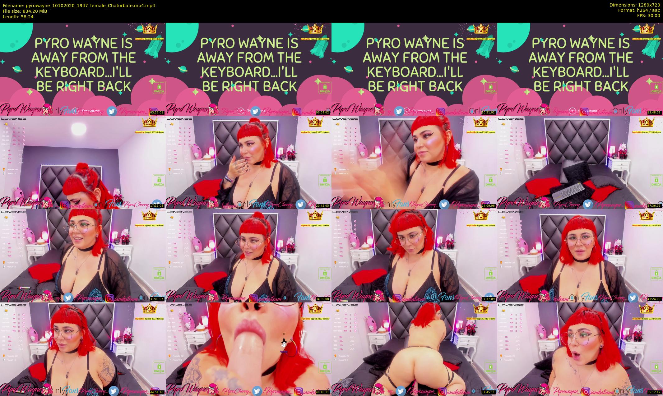 pyrowayne — 59 minute Chaturbate female cam show recording, 720p, Oct 10, 2020