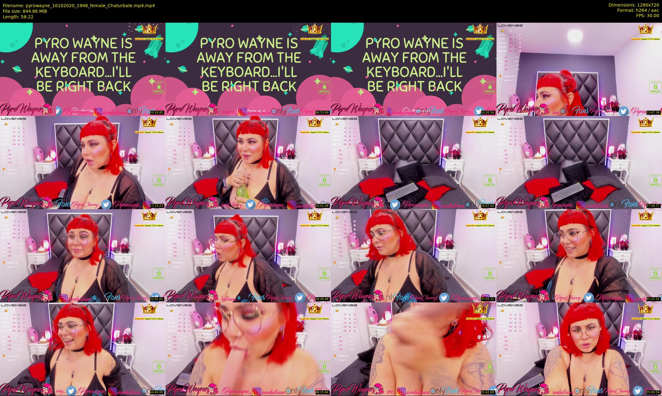 pyrowayne — 59 minute Chaturbate female cam show recording, 720p, Oct 10, 2020