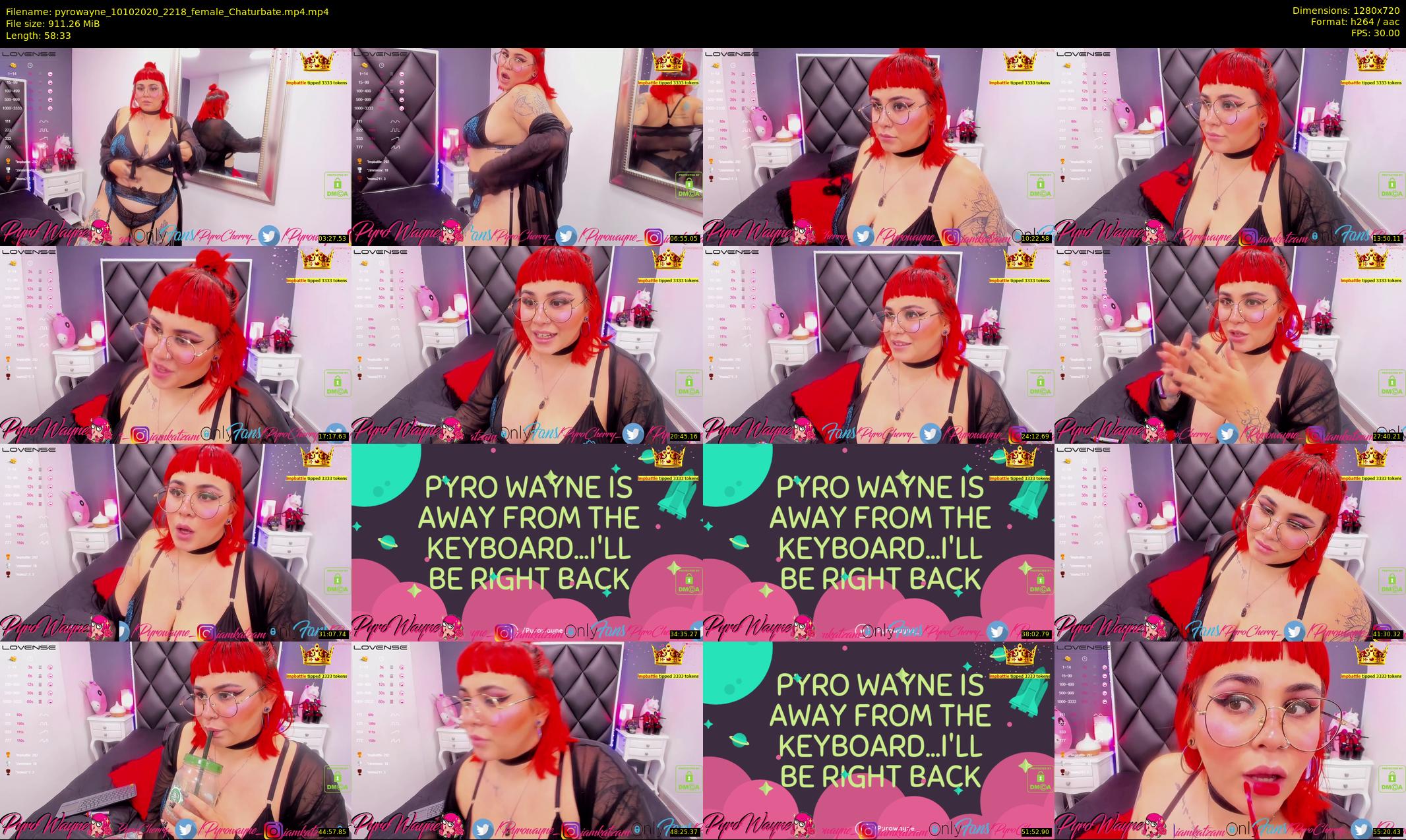 pyrowayne — 59 minute Chaturbate female cam show recording, 720p, Oct 10, 2020