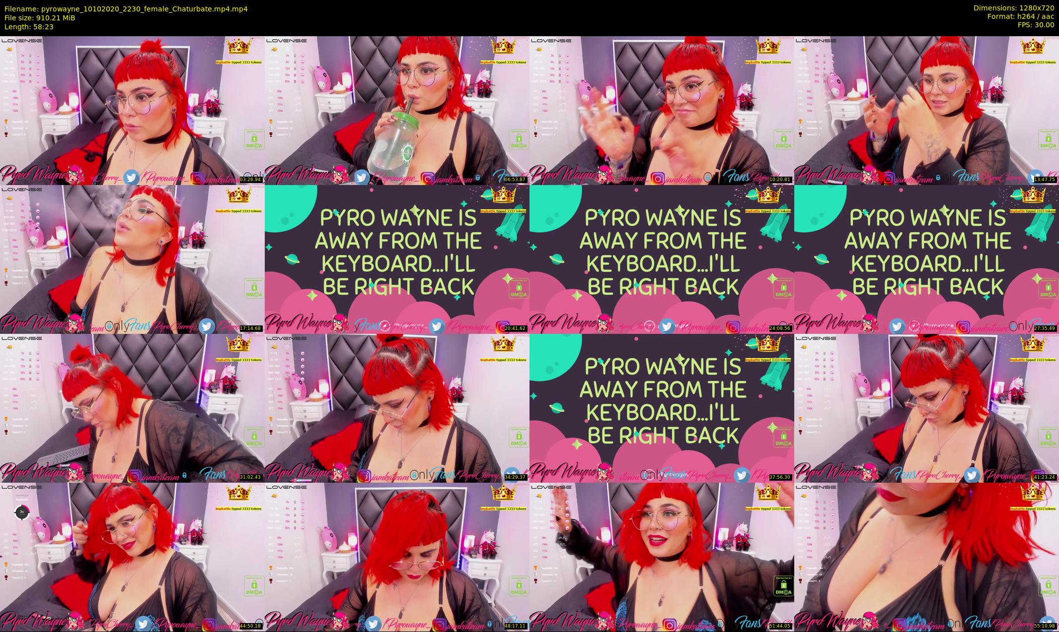 pyrowayne — 59 minute Chaturbate female cam show recording, 720p, Oct 10, 2020