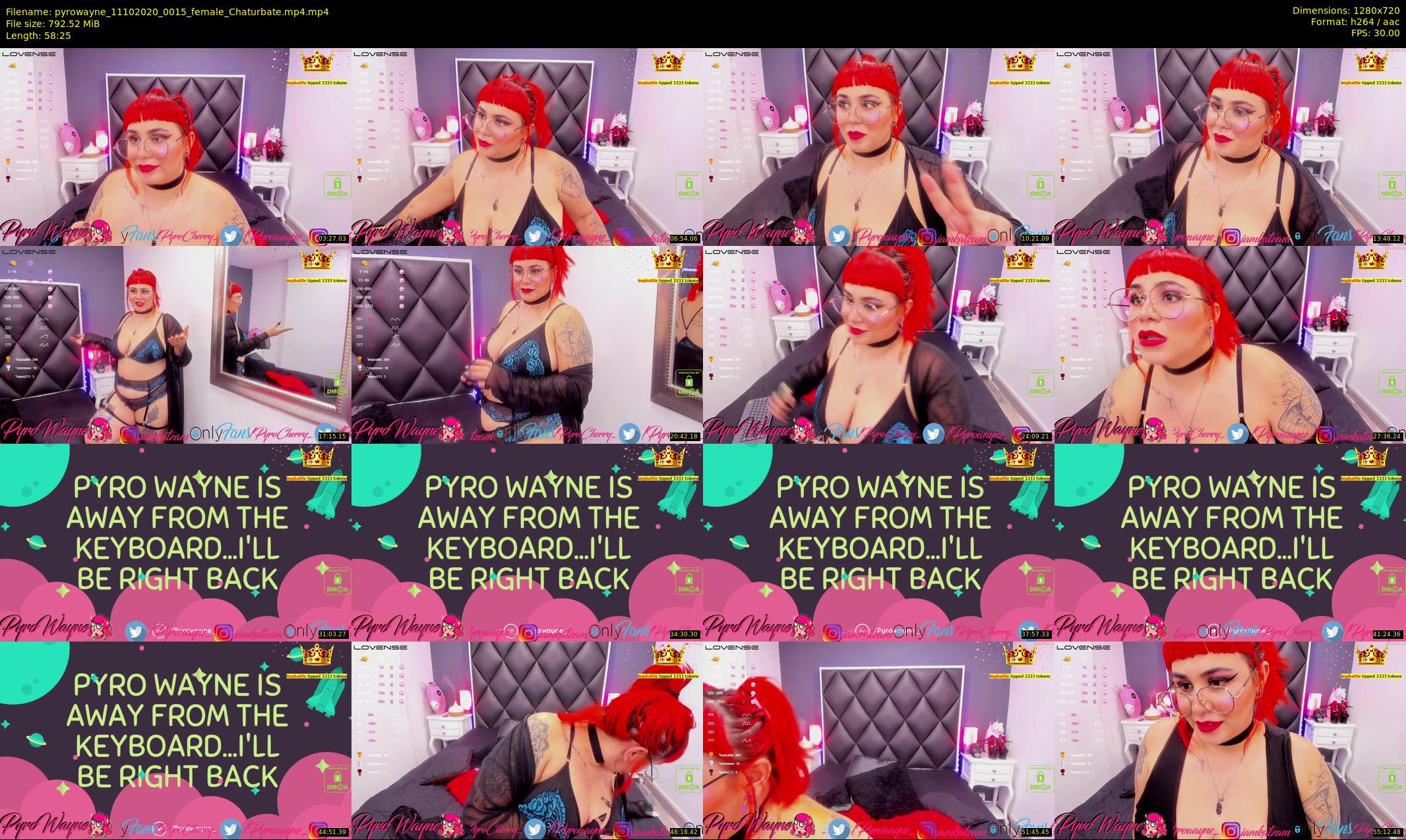 pyrowayne — 59 minute Chaturbate female cam show recording, 720p, Oct 11, 2020