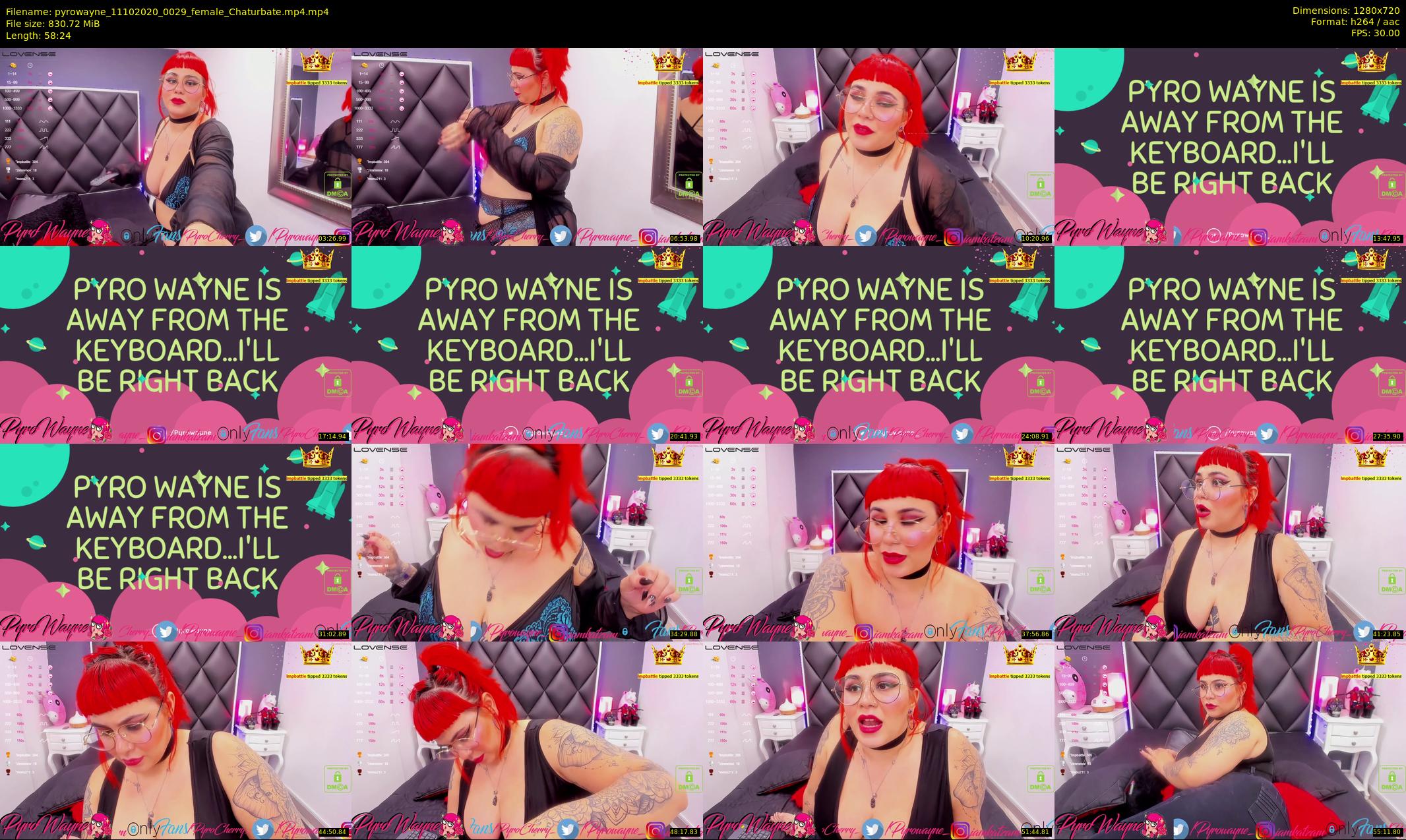 pyrowayne — 59 minute Chaturbate female cam show recording, 720p, Oct 11, 2020