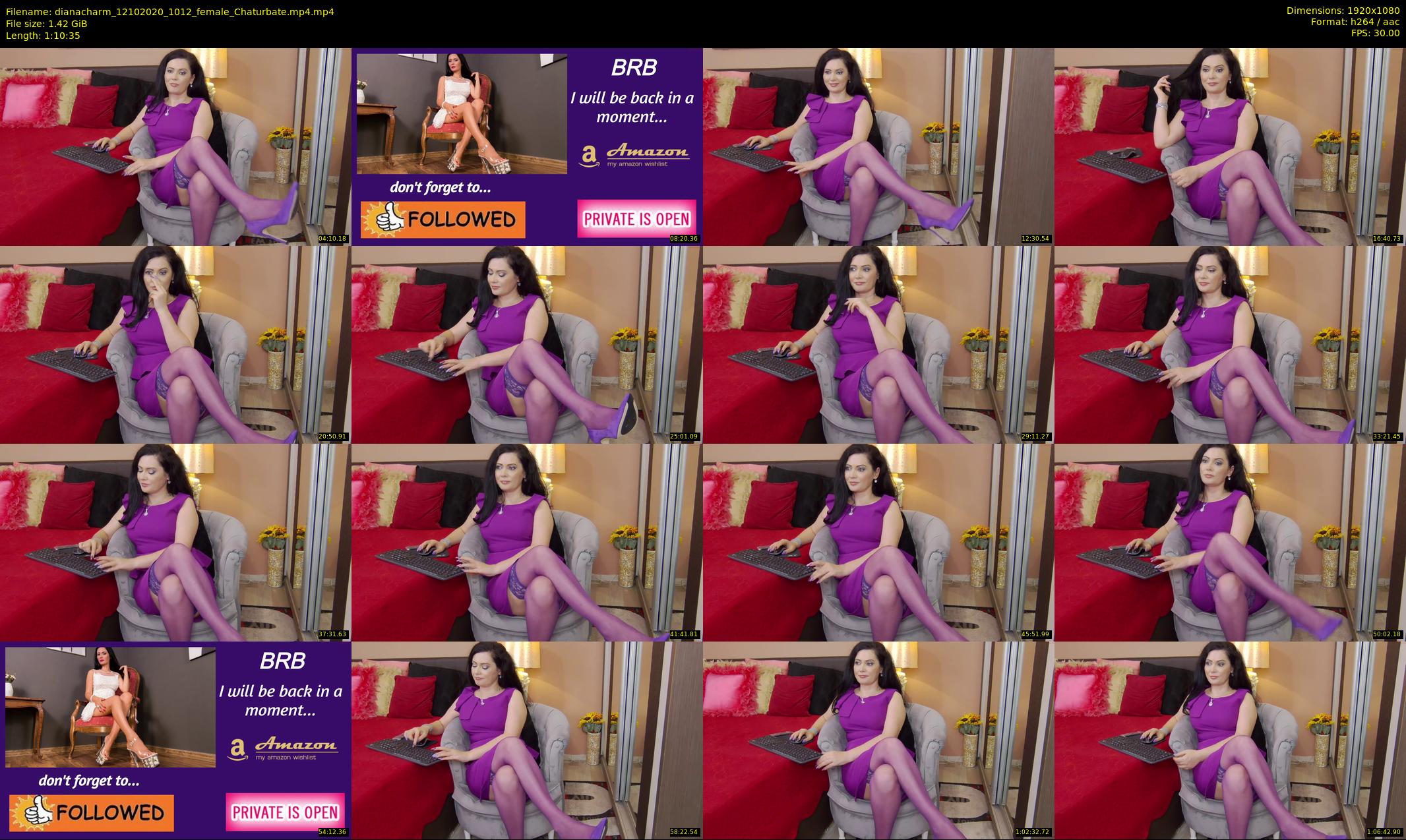dianacharm — 71 minute Chaturbate female cam show recording, 1080p, Oct 12, 2020