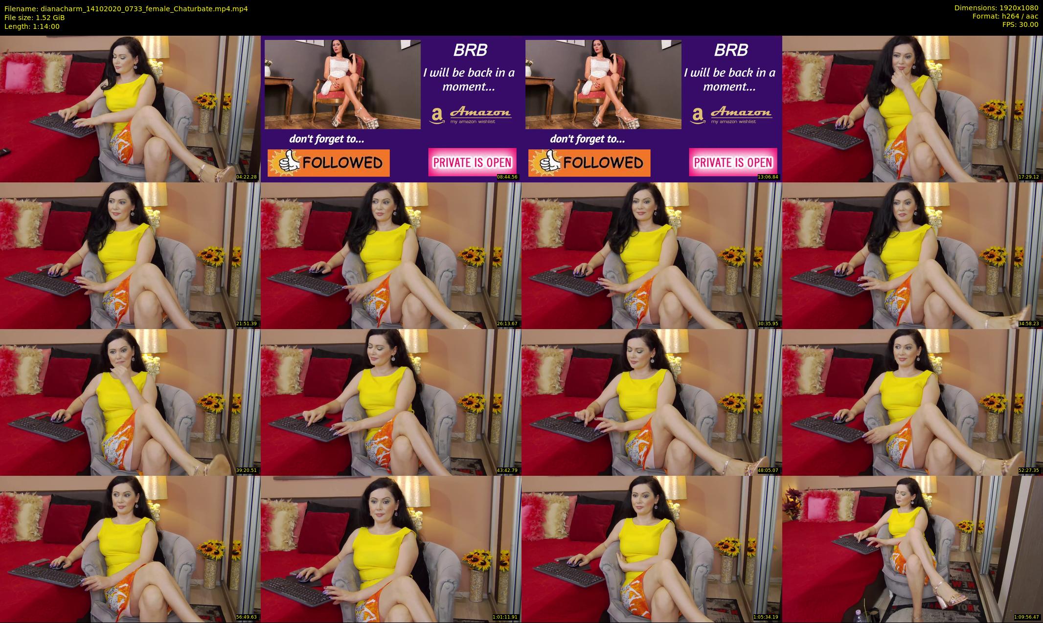 dianacharm — 74 minute Chaturbate female cam show recording, 1080p, Oct 14, 2020