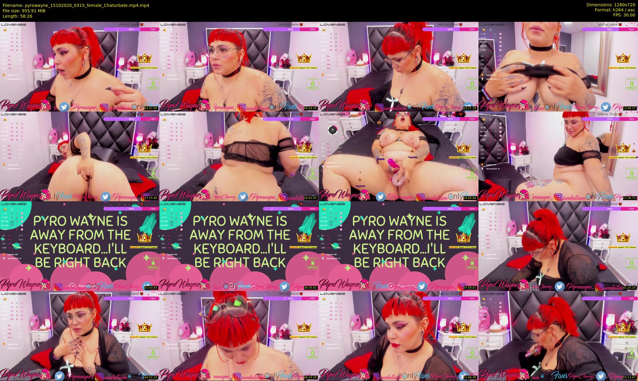 pyrowayne — 59 minute Chaturbate female cam show recording, 720p, Oct 15, 2020