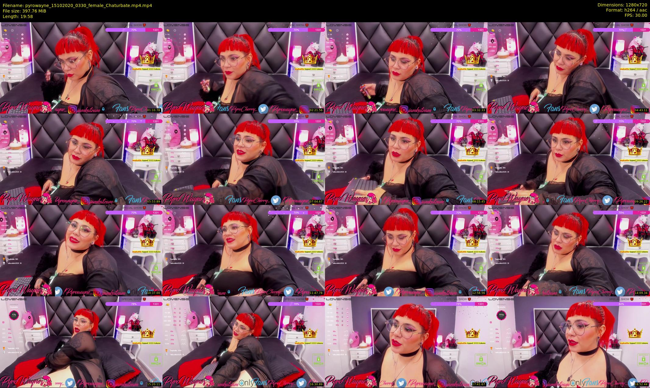 pyrowayne — 20 minute Chaturbate female cam show recording, 720p, Oct 15, 2020