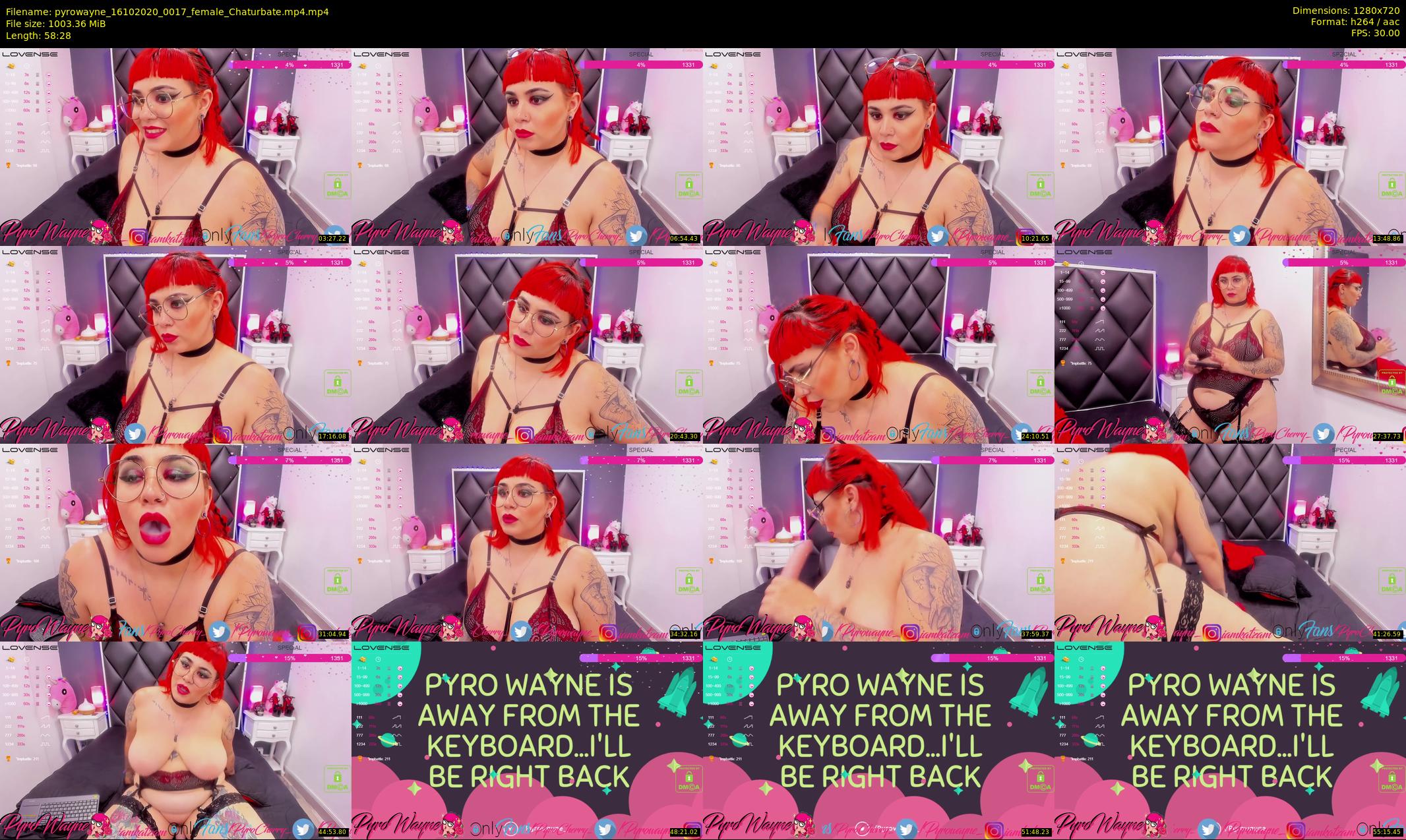 pyrowayne — 59 minute Chaturbate female cam show recording, 720p, Oct 16, 2020