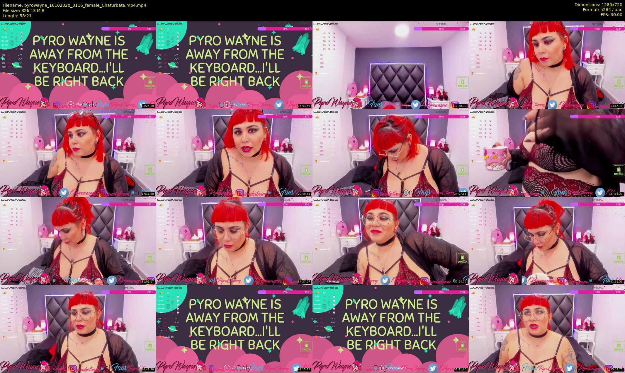 pyrowayne — 59 minute Chaturbate female cam show recording, 720p, Oct 16, 2020