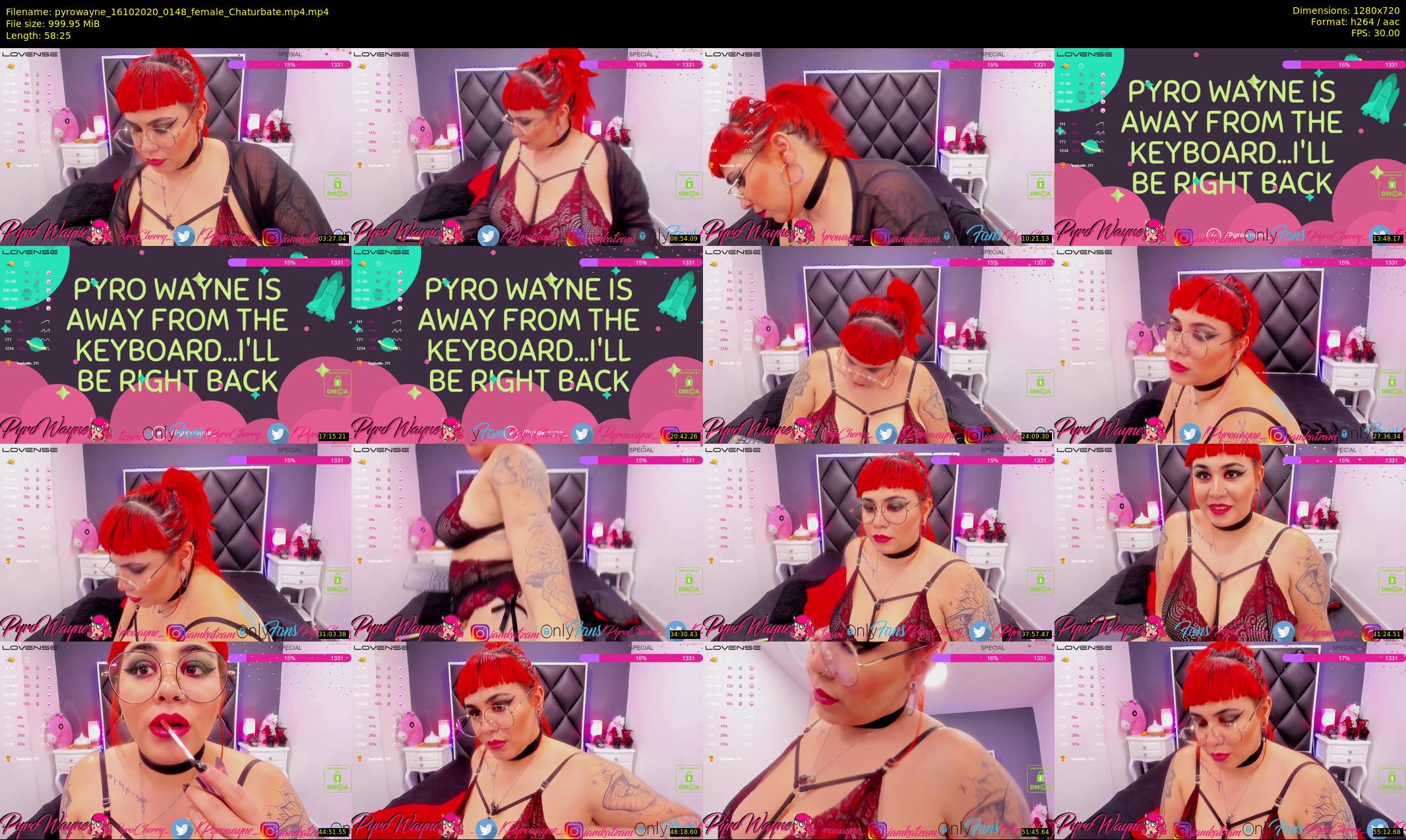 pyrowayne — 59 minute Chaturbate female cam show recording, 720p, Oct 16, 2020